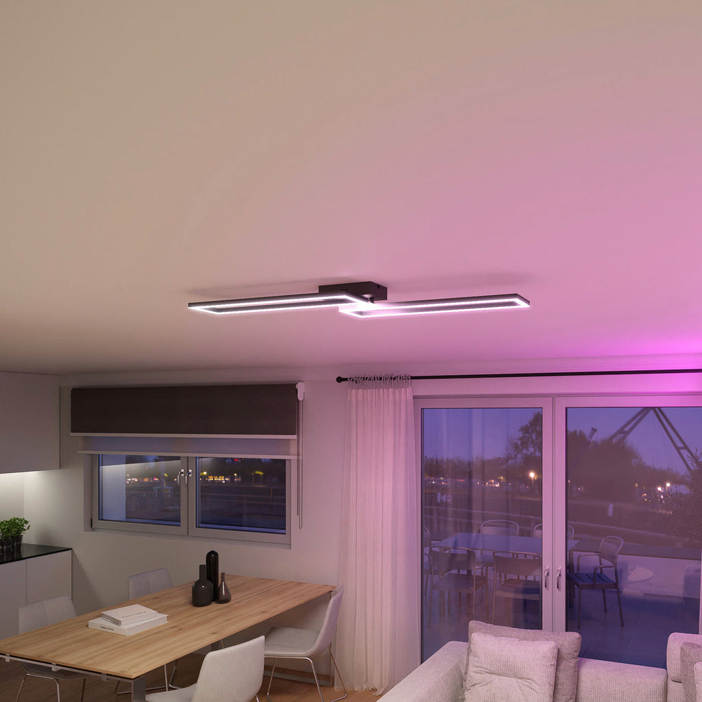 Smart LED taklampe Ciso RGB CCT svart 110 cm 24W med fjernkontroll