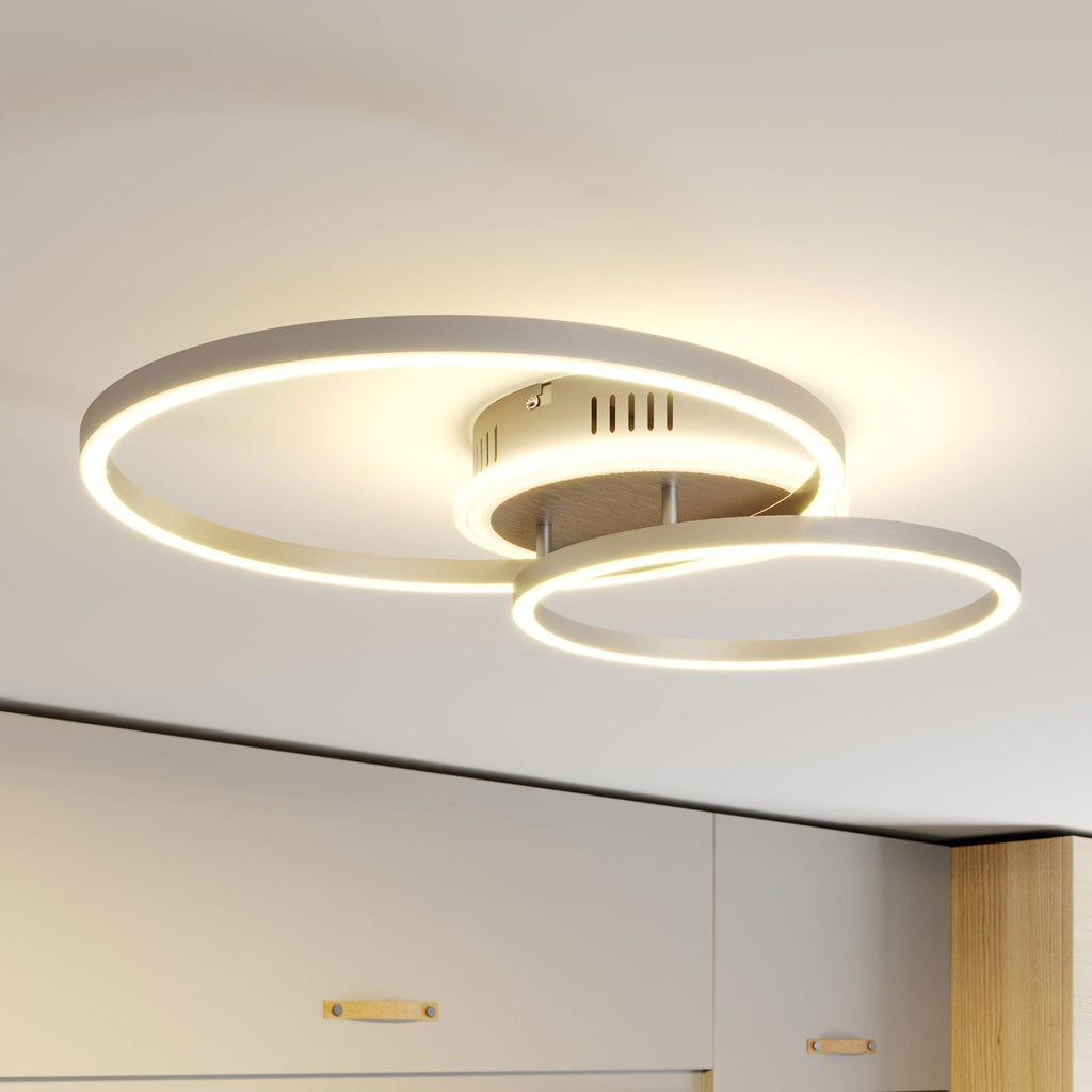 Smart LED taklampe Edica dimbar CCT 58 cm nikkel WiFi forfra