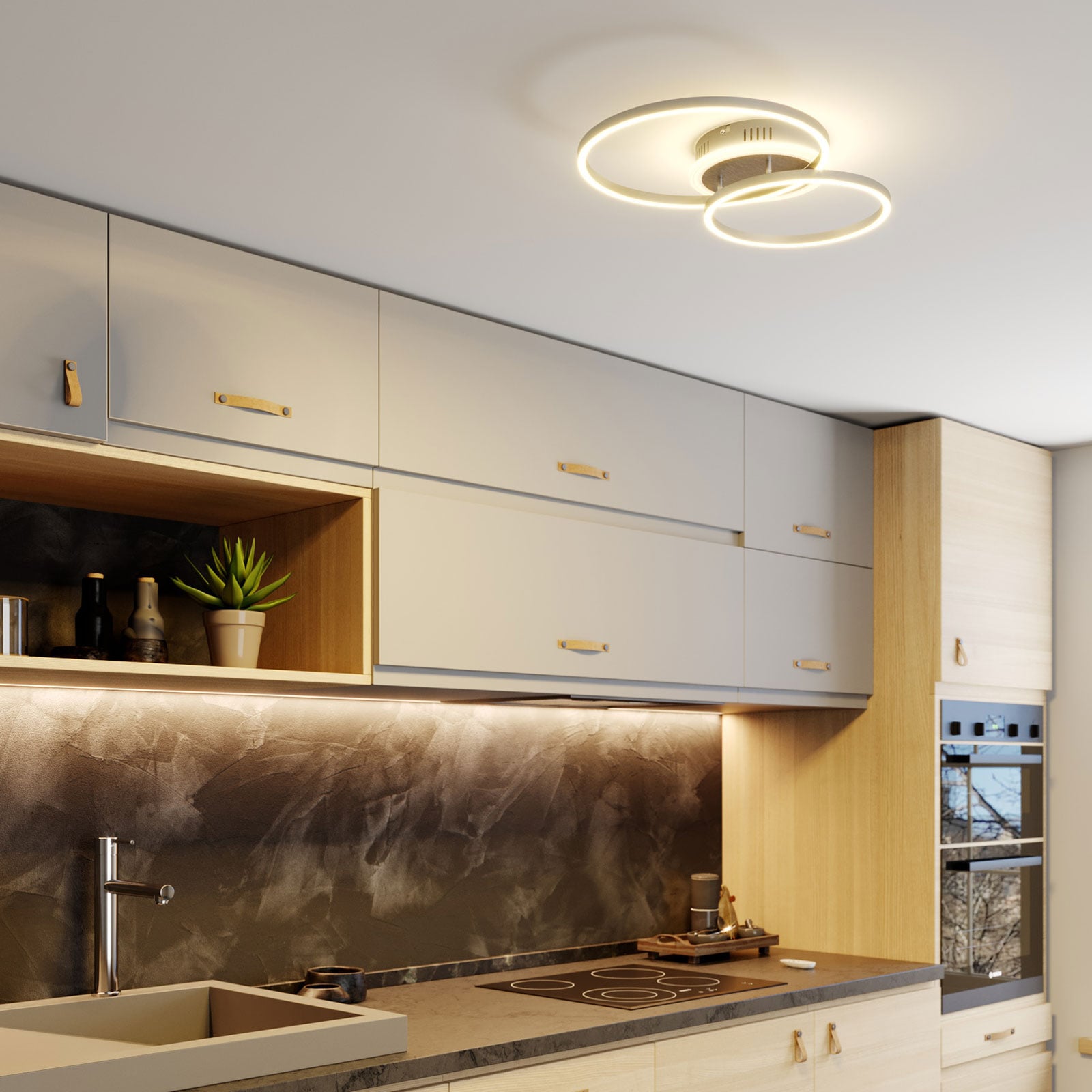 Smart LED taklampe Edica dimbar CCT 58 cm nikkel WiFi bakside
