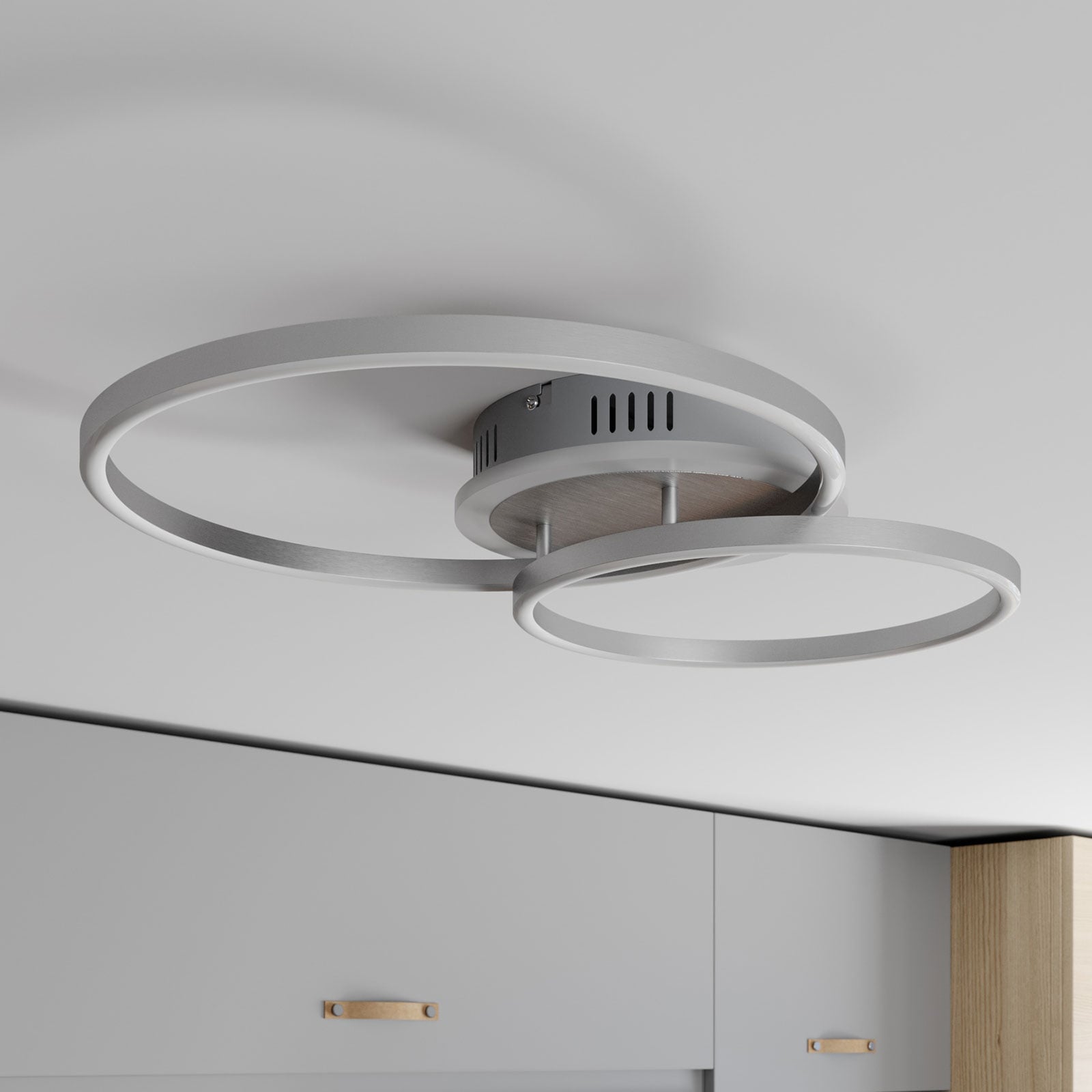 Detalj av Smart LED taklampe Edica dimbar CCT 58 cm nikkel WiFi