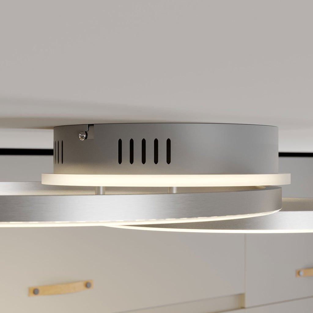 Smart LED taklampe Edica dimbar CCT 58 cm nikkel WiFi montert i stue