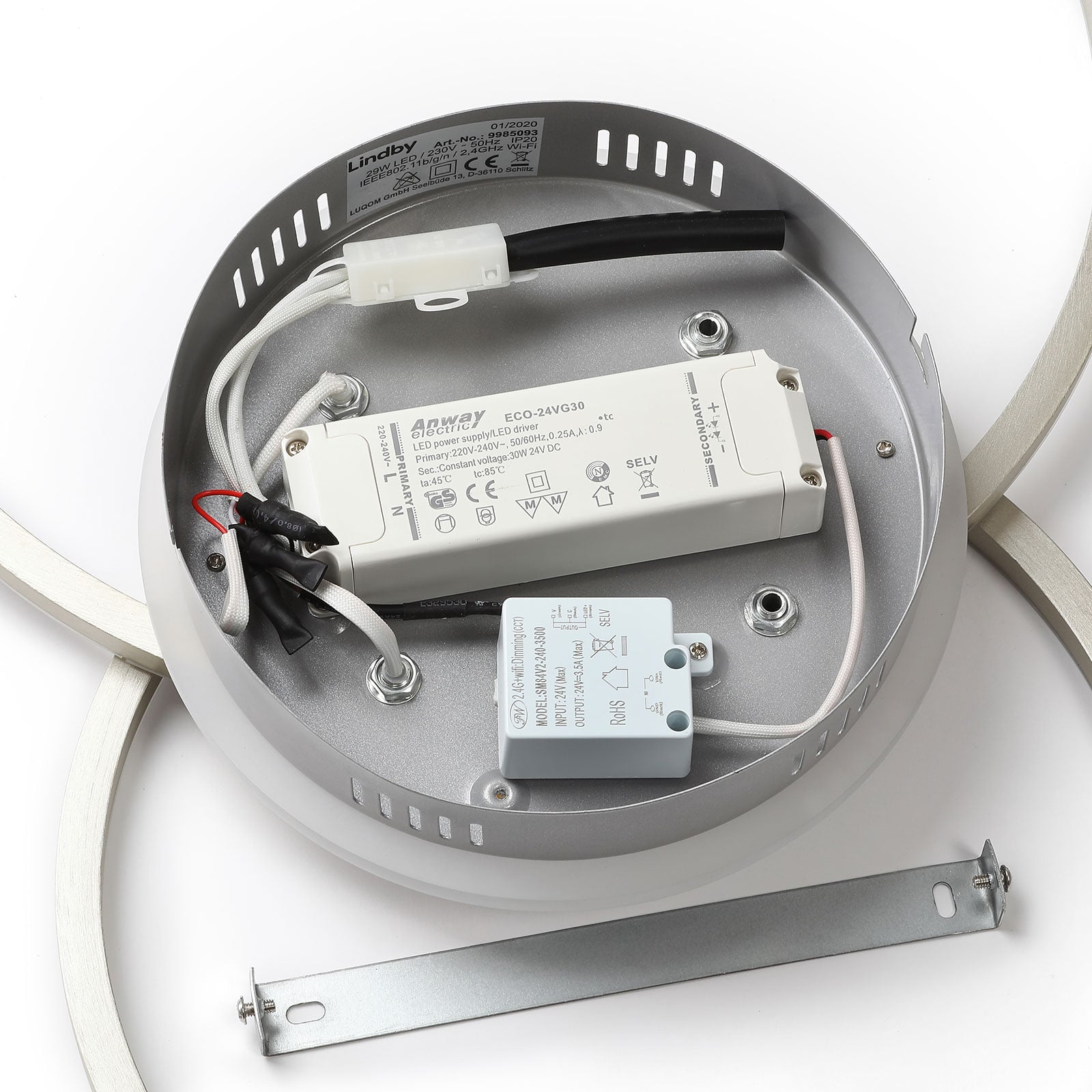 Smart LED taklampe Edica dimbar CCT 58 cm nikkel WiFi i moderne interiør