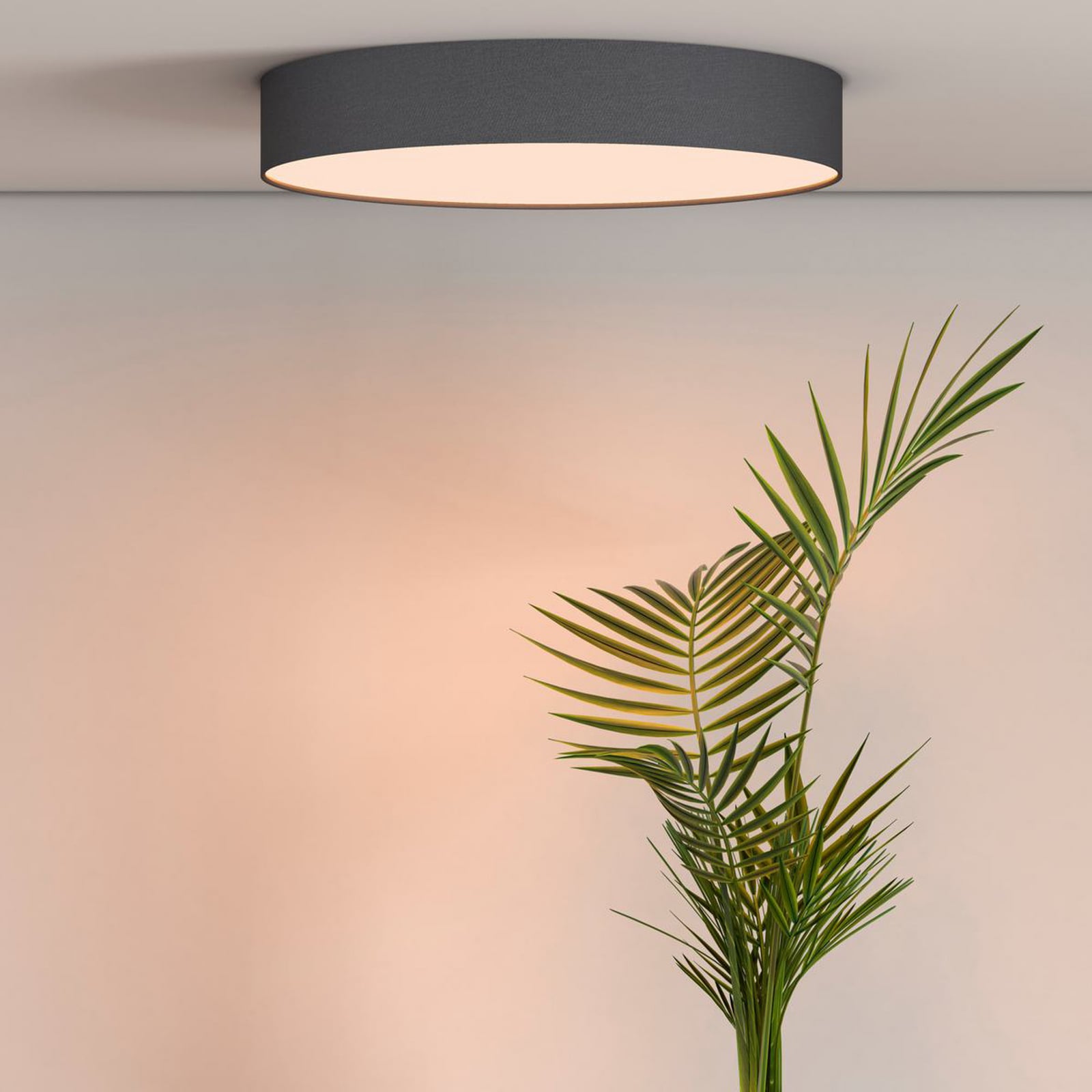 Smart LED-taklampe Fabric tekstil svart Ø40 cm forfra