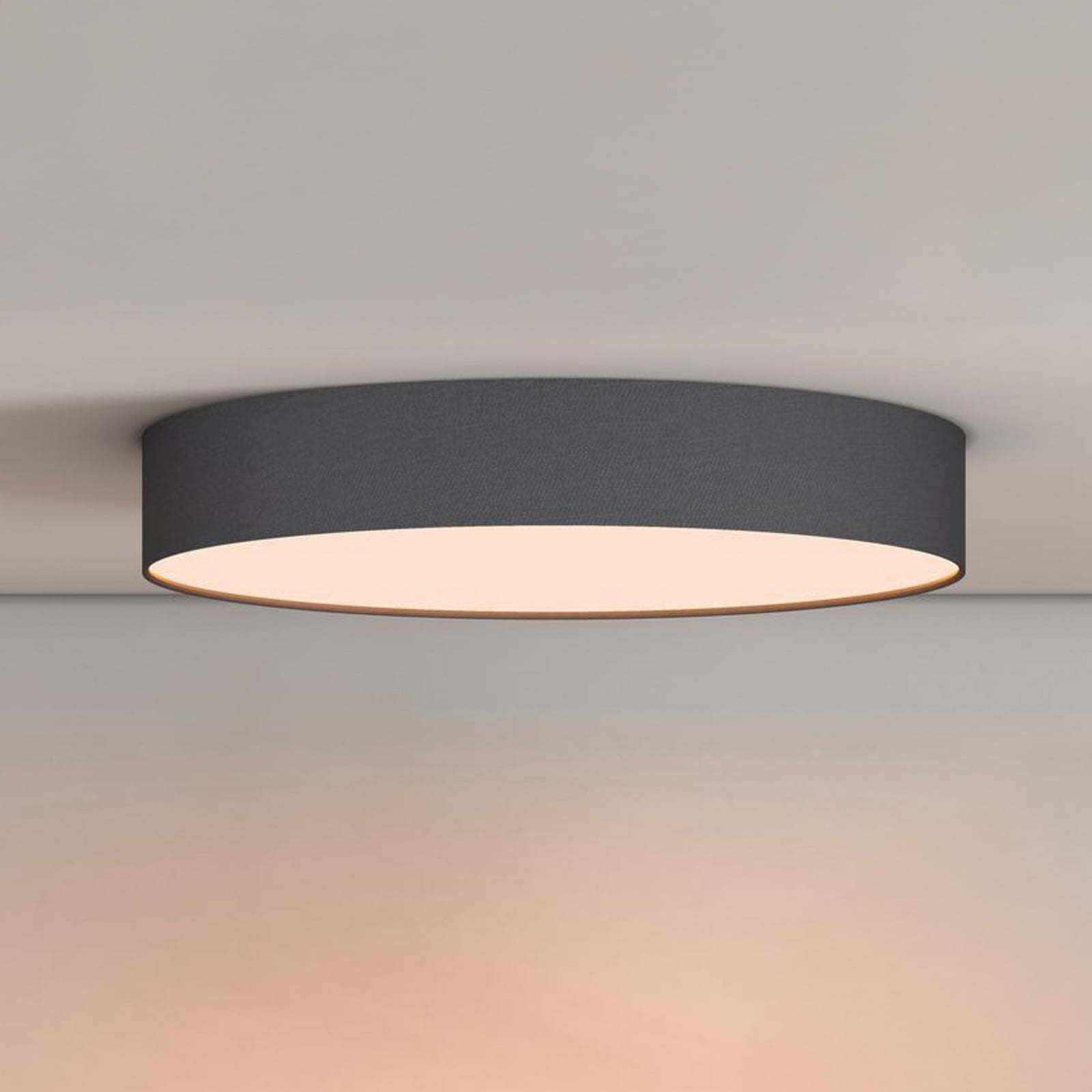 Smart LED-taklampe Fabric tekstil svart bakside og oppheng