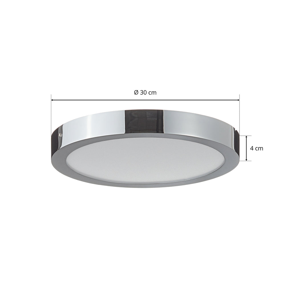 Smart LED taklampe Fueva-C rund dimbar CCT RGB krom RGB fargevalg