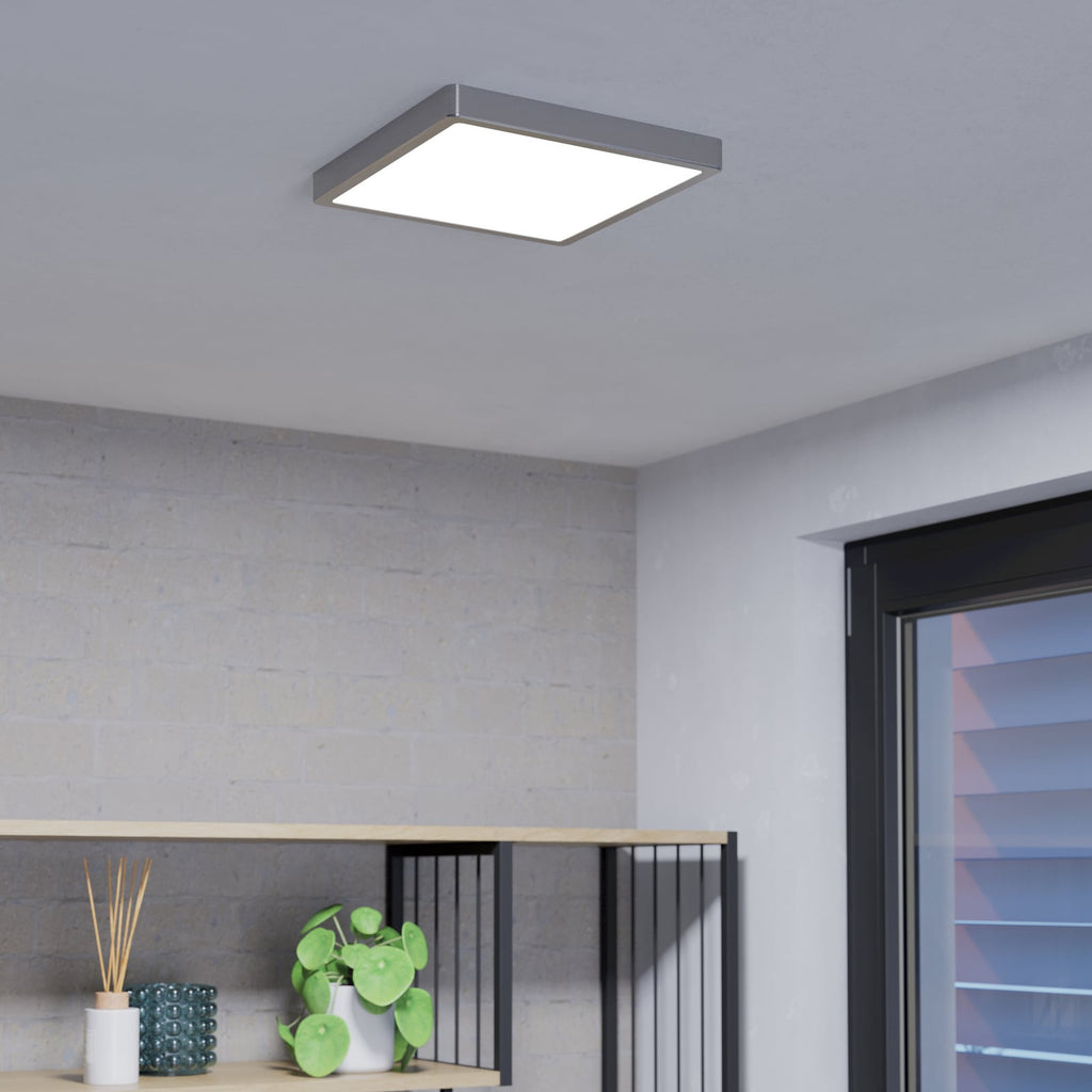 Smart LED taklampe Fueva-Z matt nikkel bakside