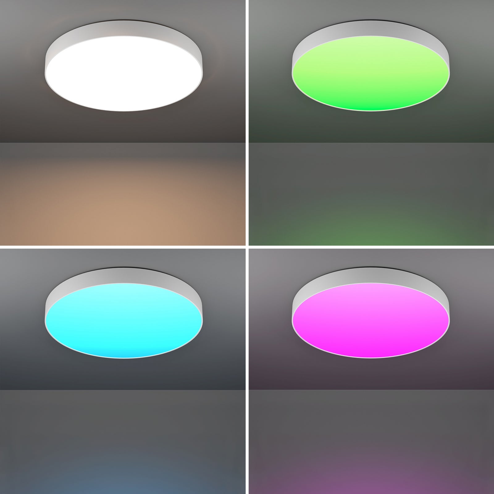 Nærbilde av lysfunksjoner på Smart LED-taklampe Gallizzi-Z dimbar RGB CCT Ø69 cm hvit