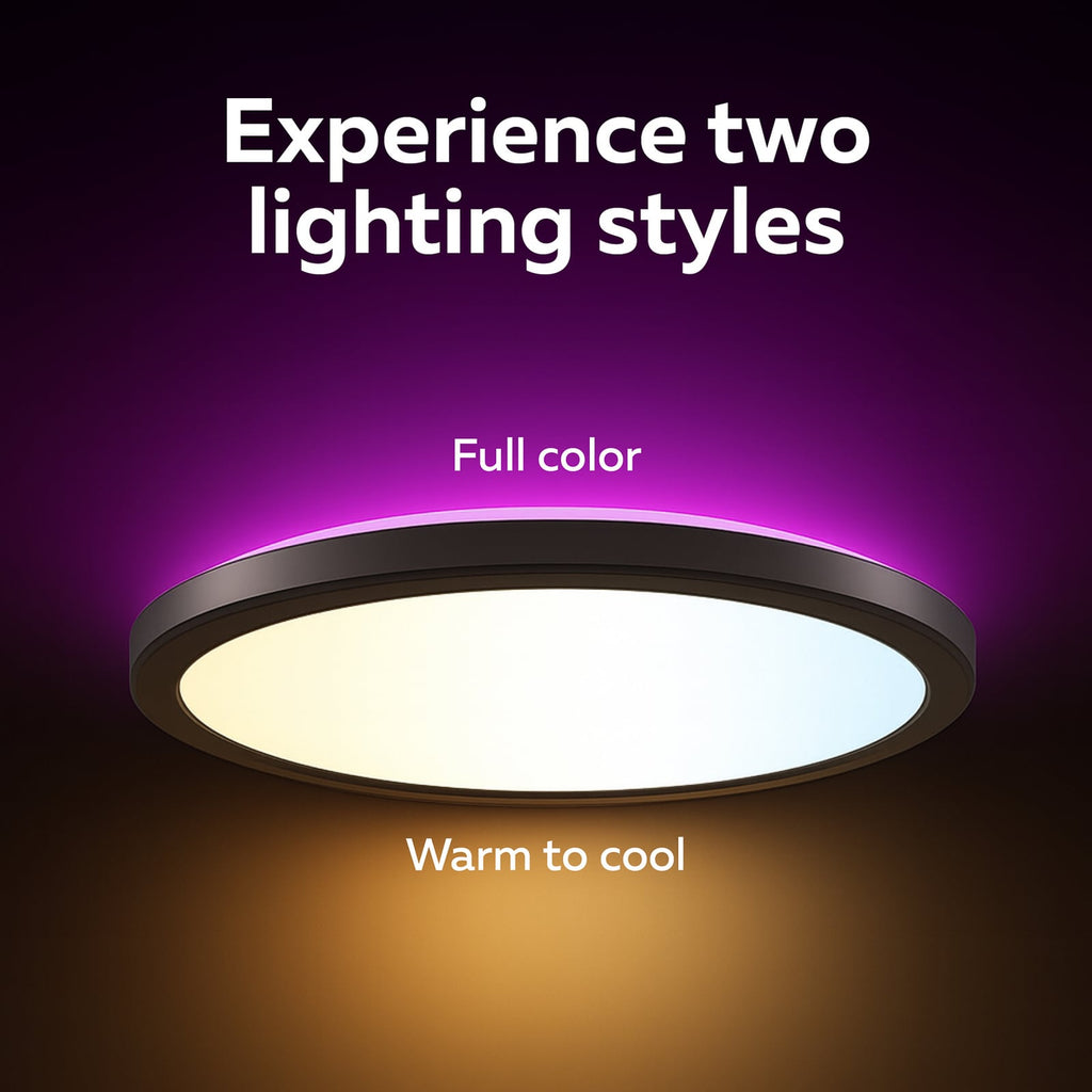 Smart LED taklampe HALO Ø30 cm svart dimbar montert i tak