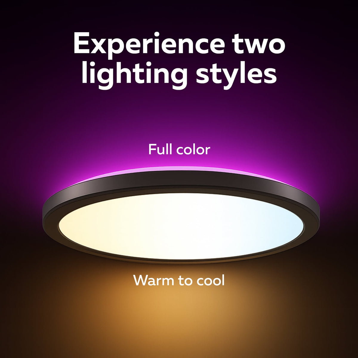 Smart LED taklampe HALO Ø30 cm svart dimbar montert i tak