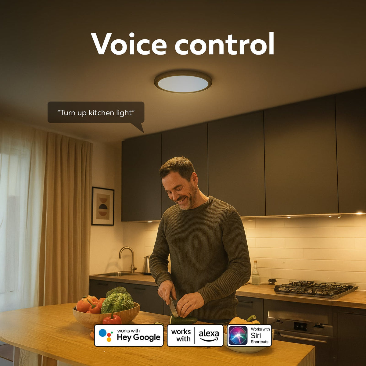 Nærbilde av lysdetaljer på Smart LED taklampe HALO Ø30 cm svart dimbar
