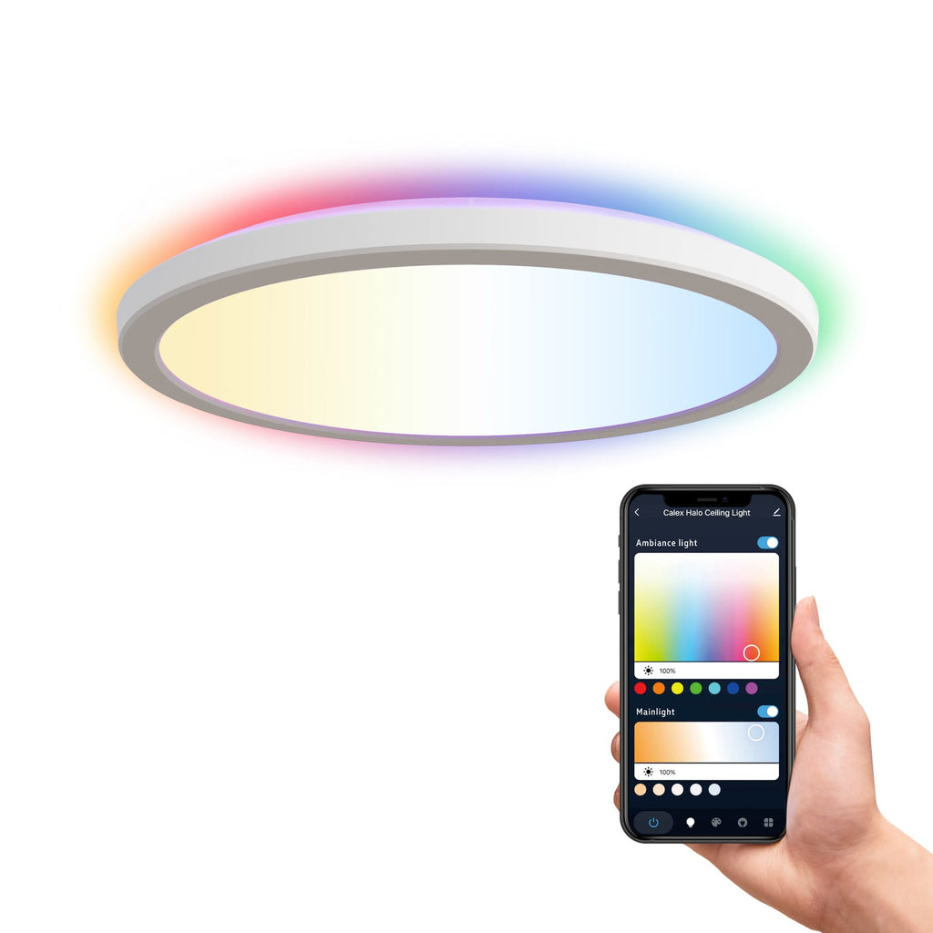 Smart LED taklampe Halo dimbar CCT RGB Ø40 cm hvit IP54 nærbilde