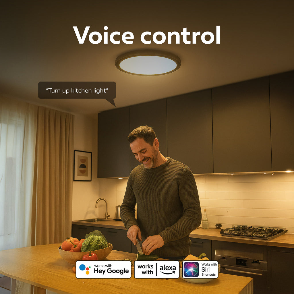 Smart LED-taklampe HALO RGB CCT dimbar svart Ø40 cm IP54 med app-styring