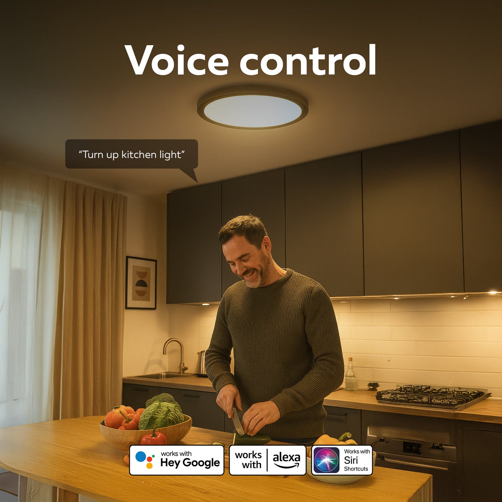 Smart LED-taklampe HALO RGB CCT dimbar svart Ø40 cm IP54 med app-styring