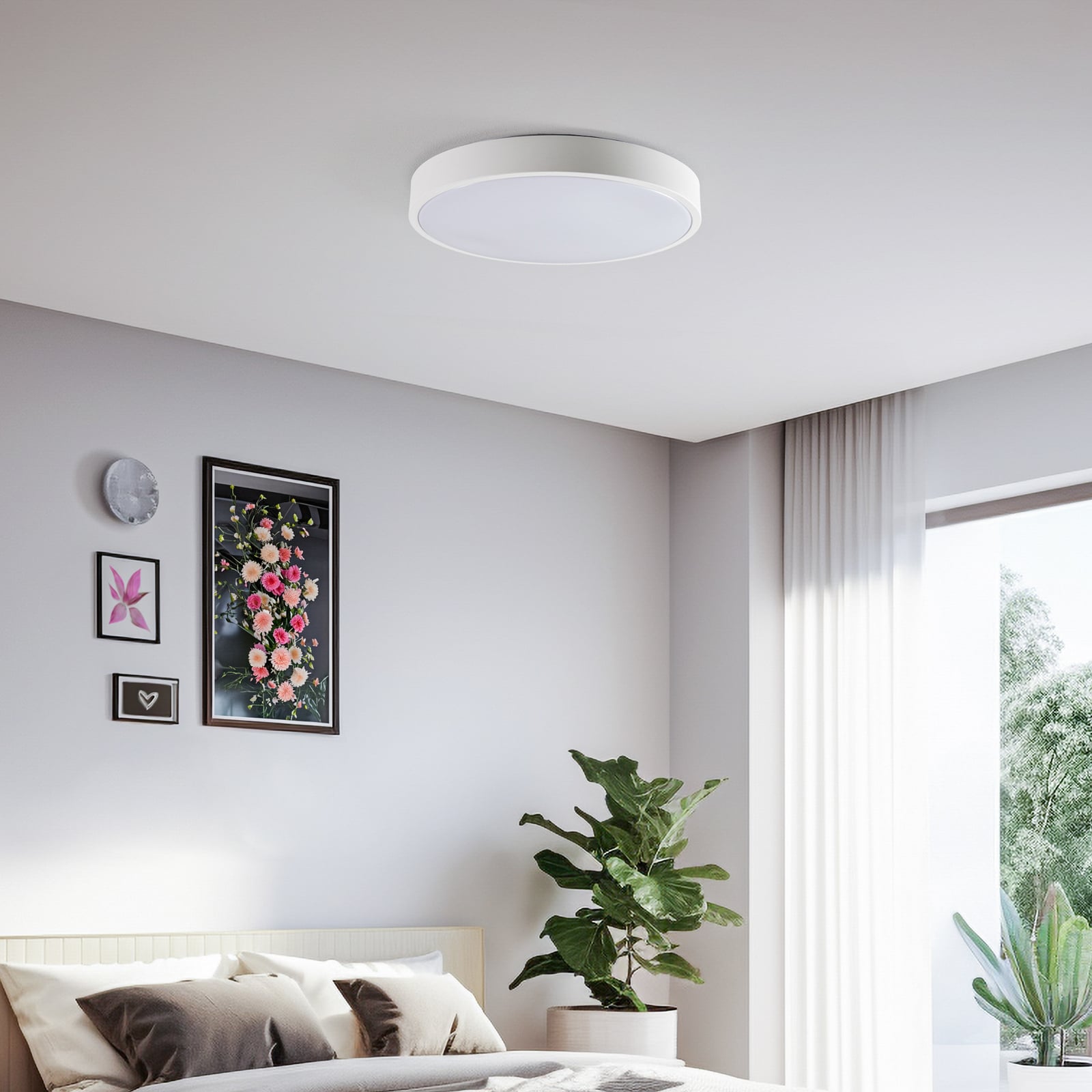Smart LED-taklampe Innes hvit Ø38 cm detalj