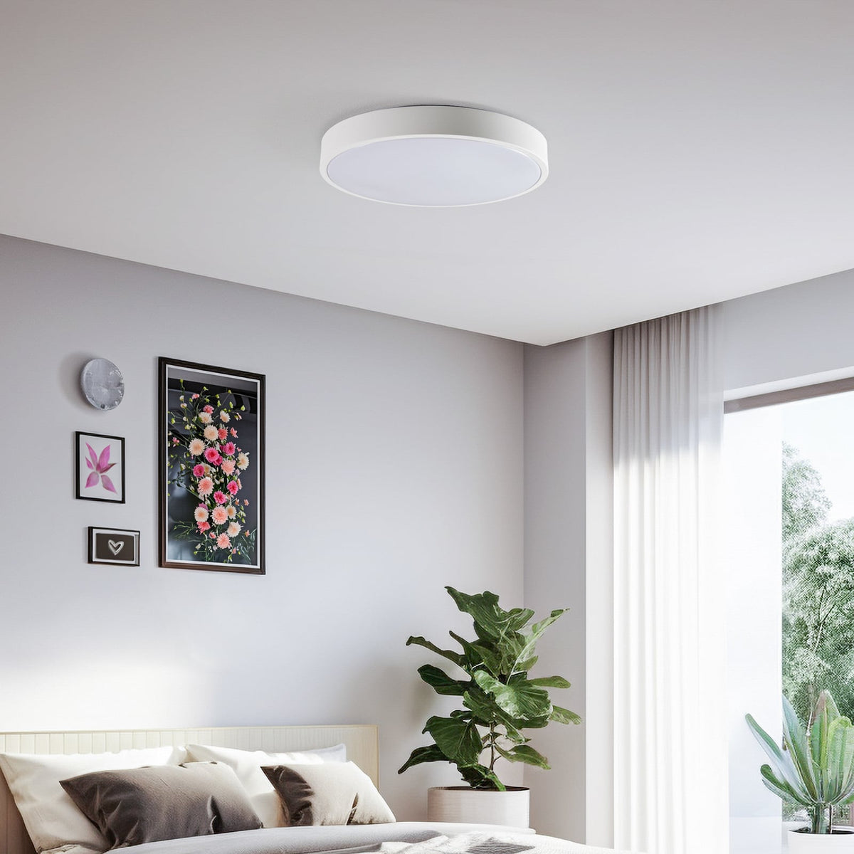 Smart LED-taklampe Innes hvit Ø38 cm detalj