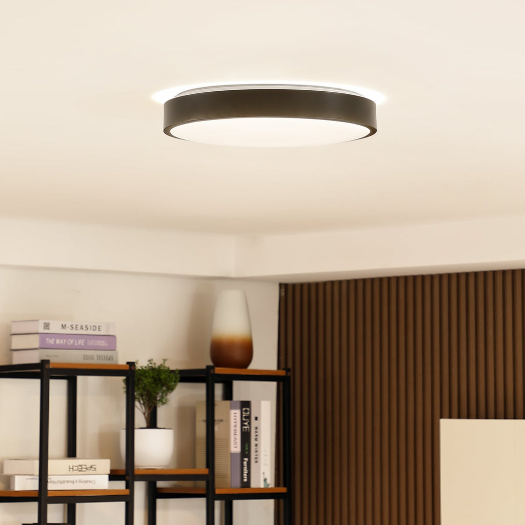 Smart LED-taklampe Innes svart Ø38 cm forfra