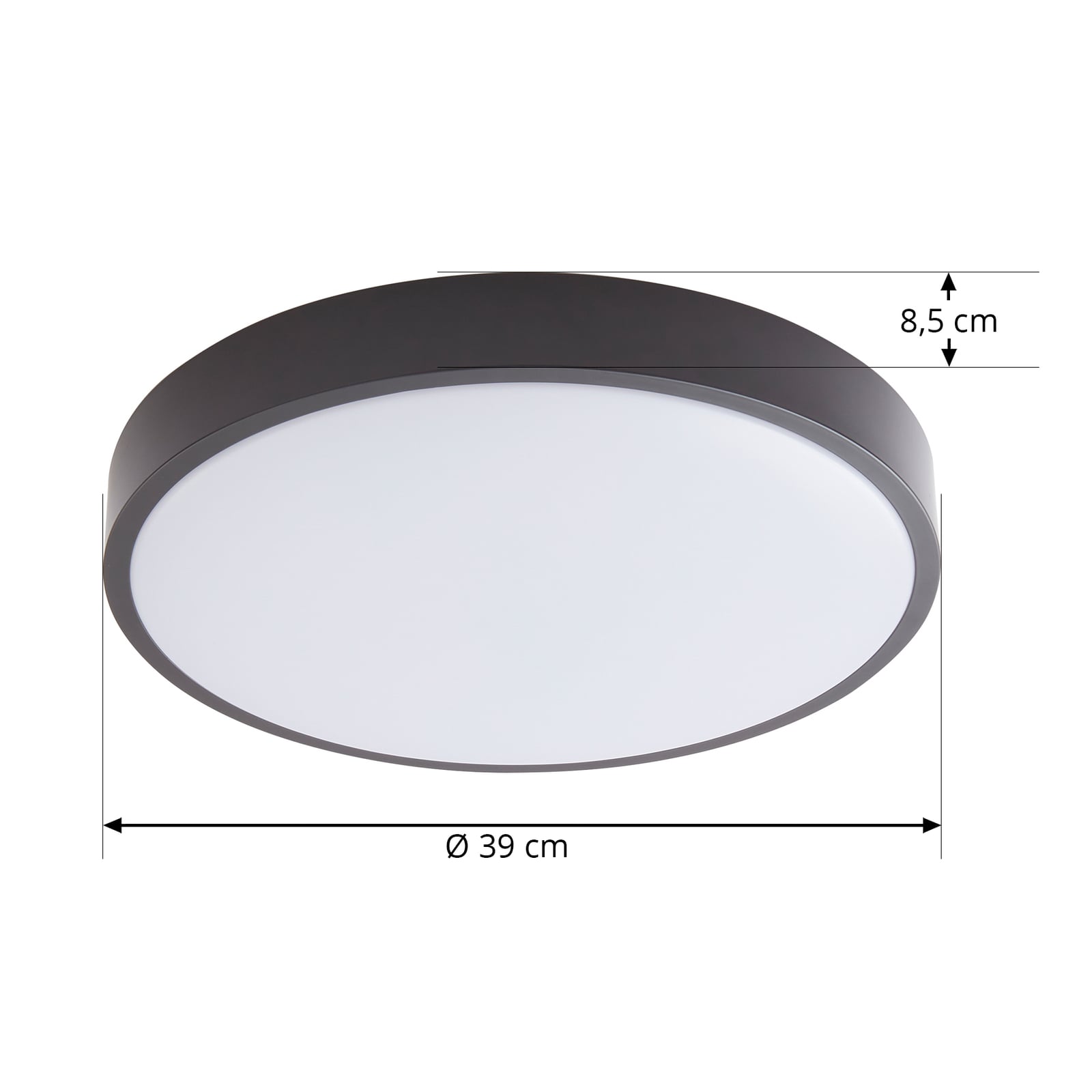 Smart LED-taklampe Innes svart Ø38 cm montert i rom