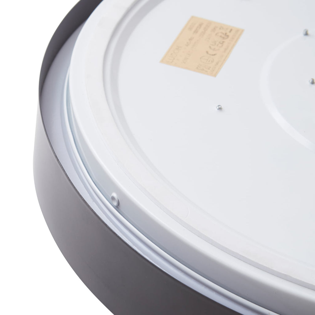 Smart LED-taklampe Innes svart Ø38 cm sideprofil