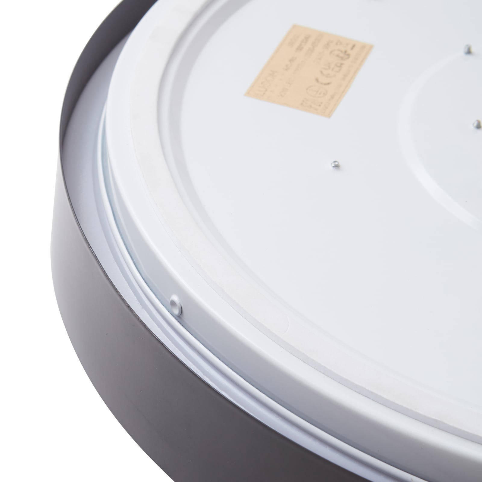 Smart LED-taklampe Innes svart Ø38 cm sideprofil