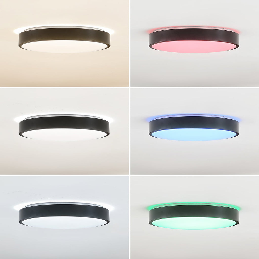 Smart LED-taklampe Innes svart Ø38 cm lysfargevalg