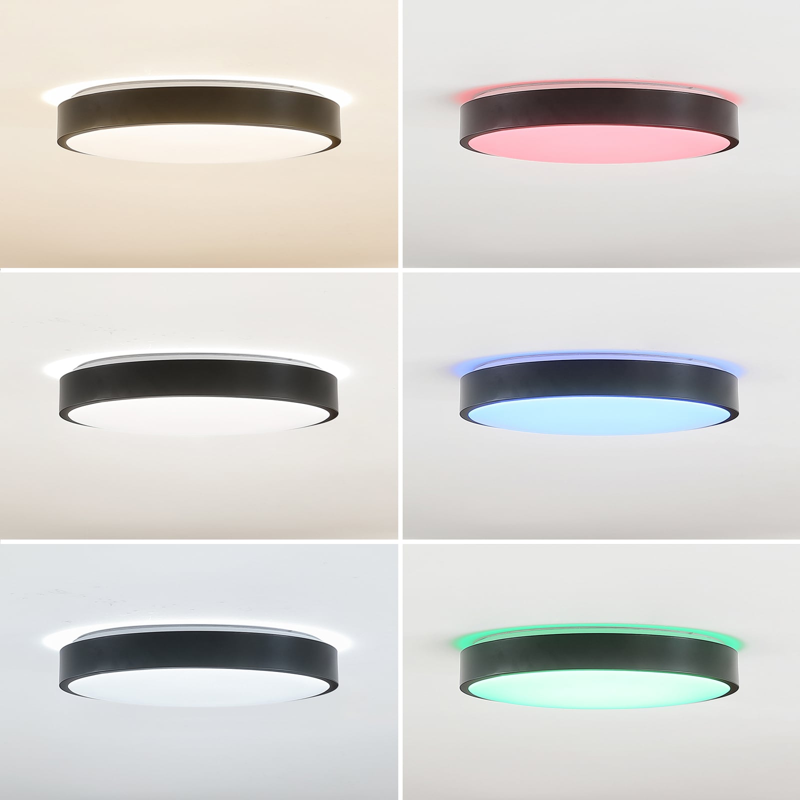 Smart LED-taklampe Innes svart Ø38 cm lysfargevalg