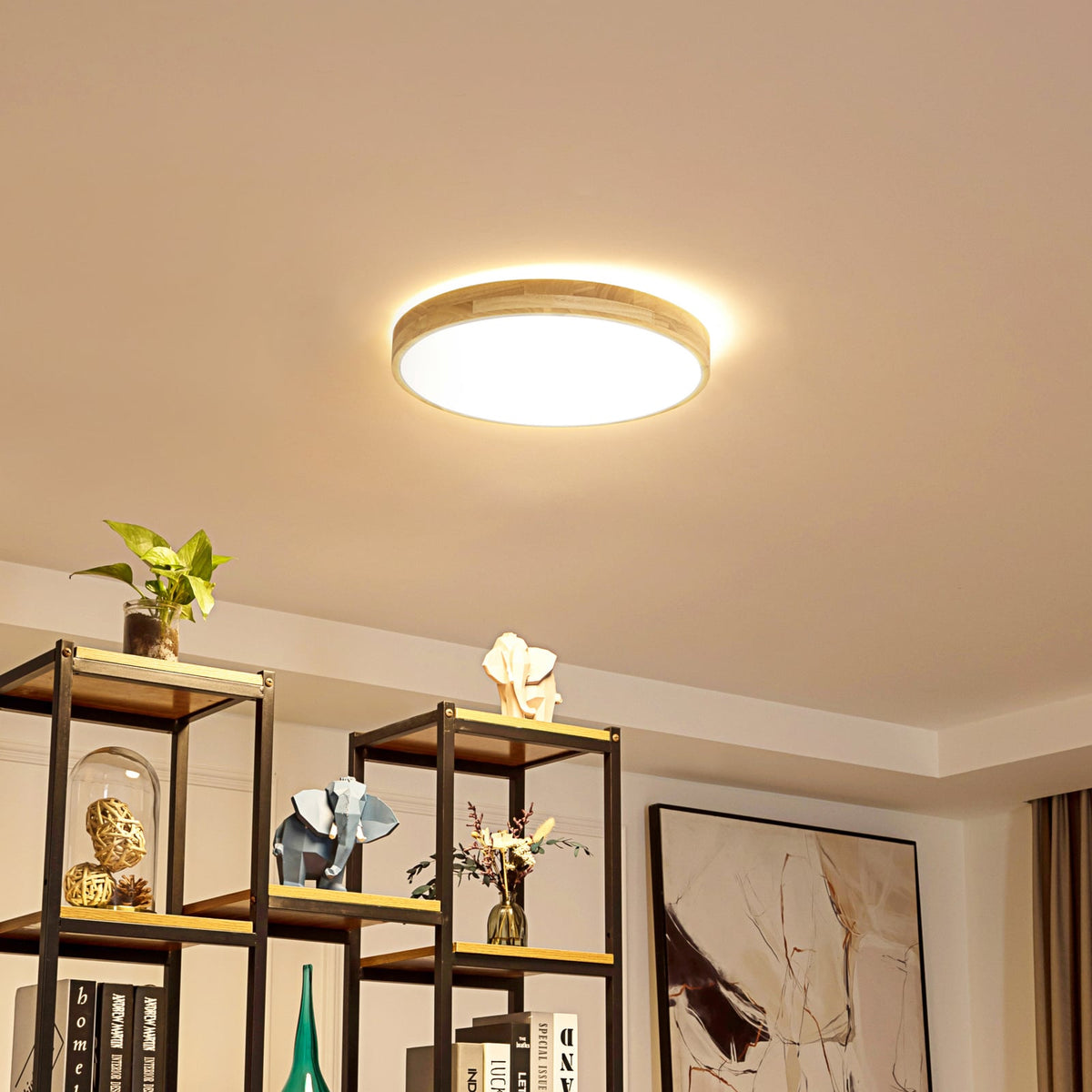 Smart LED-taklampe Innes tre hvit Ø39 cm forfra