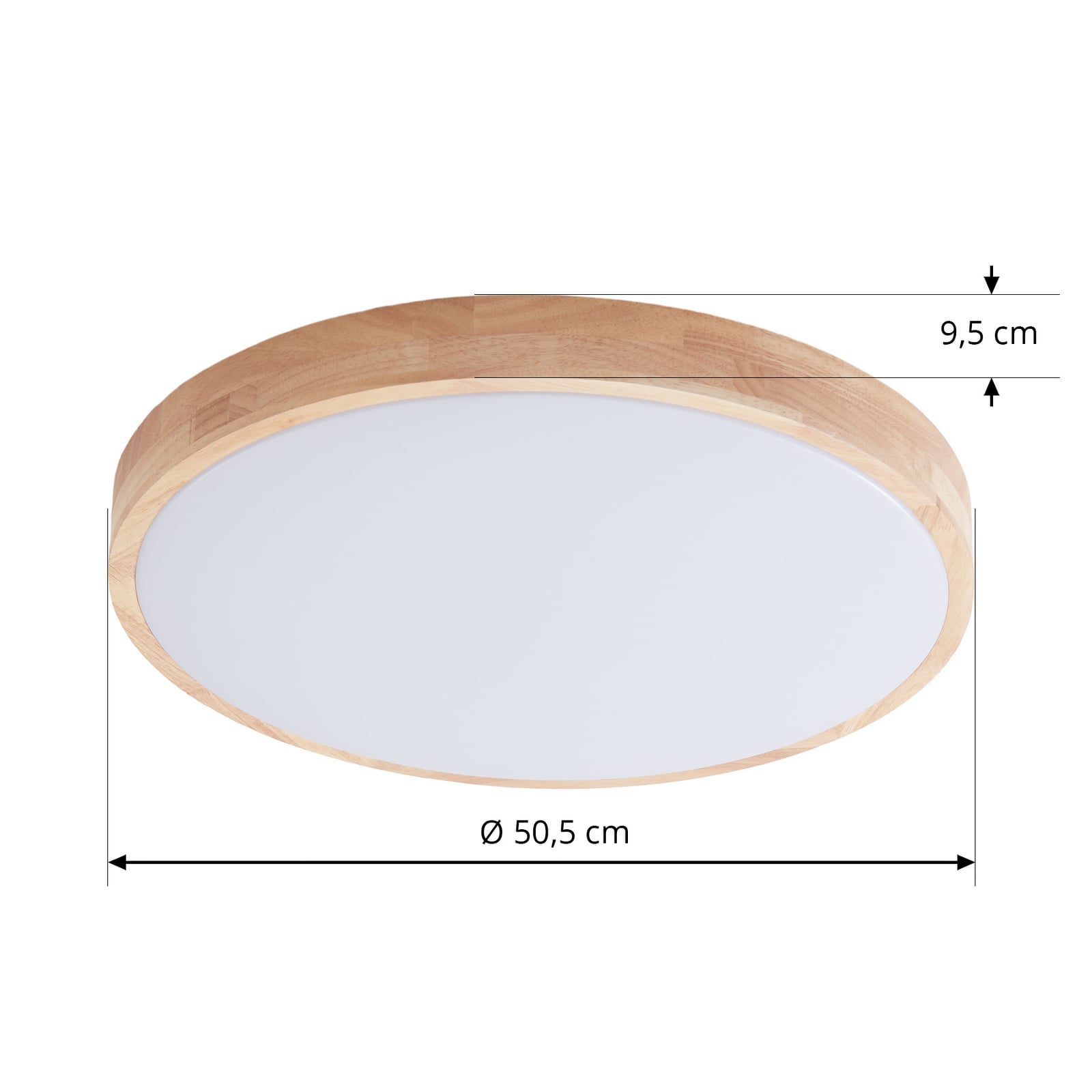 Smart LED-taklampe Innes tre/hvit Ø51 cm detalj av tremateriale