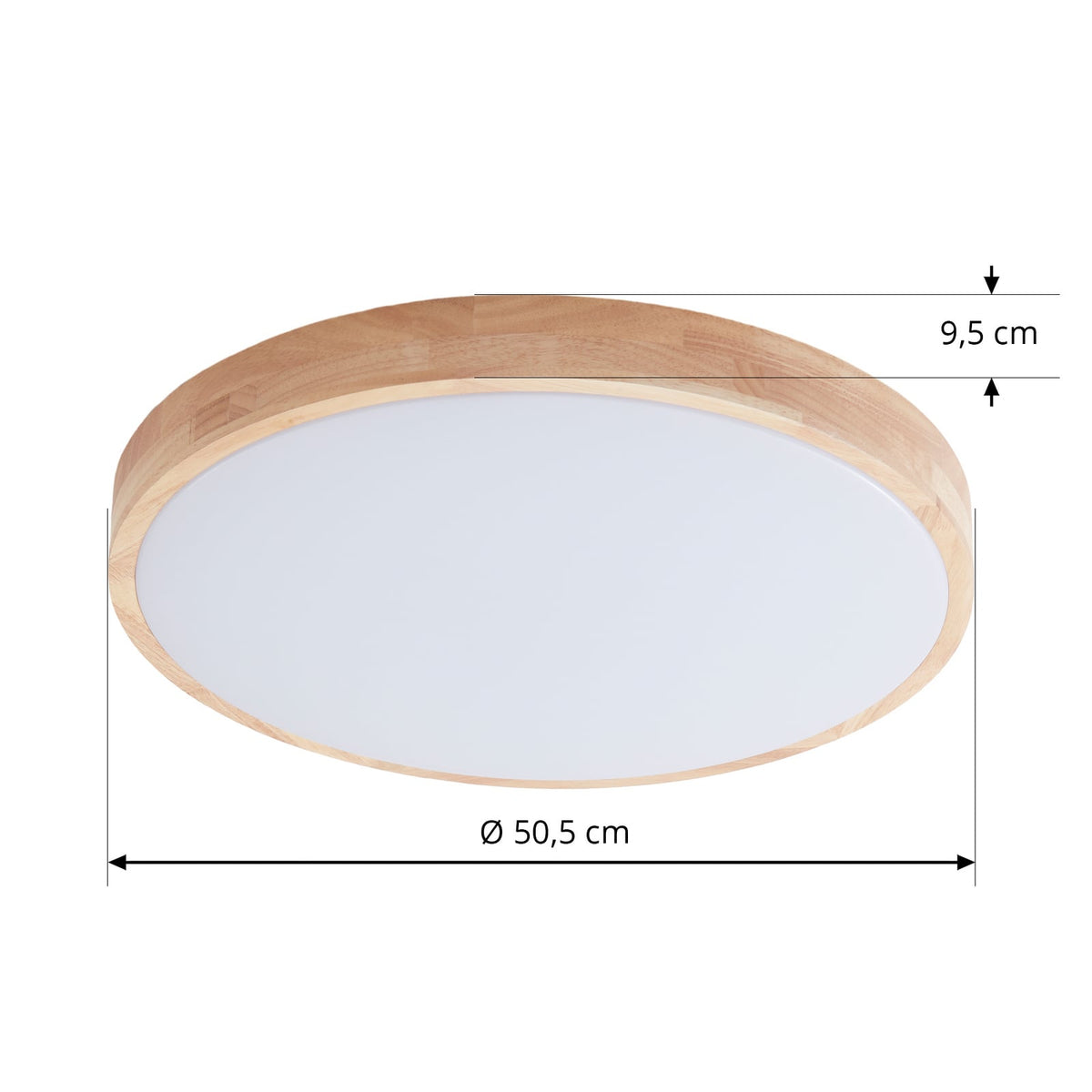 Smart LED-taklampe Innes tre/hvit Ø51 cm detalj av tremateriale