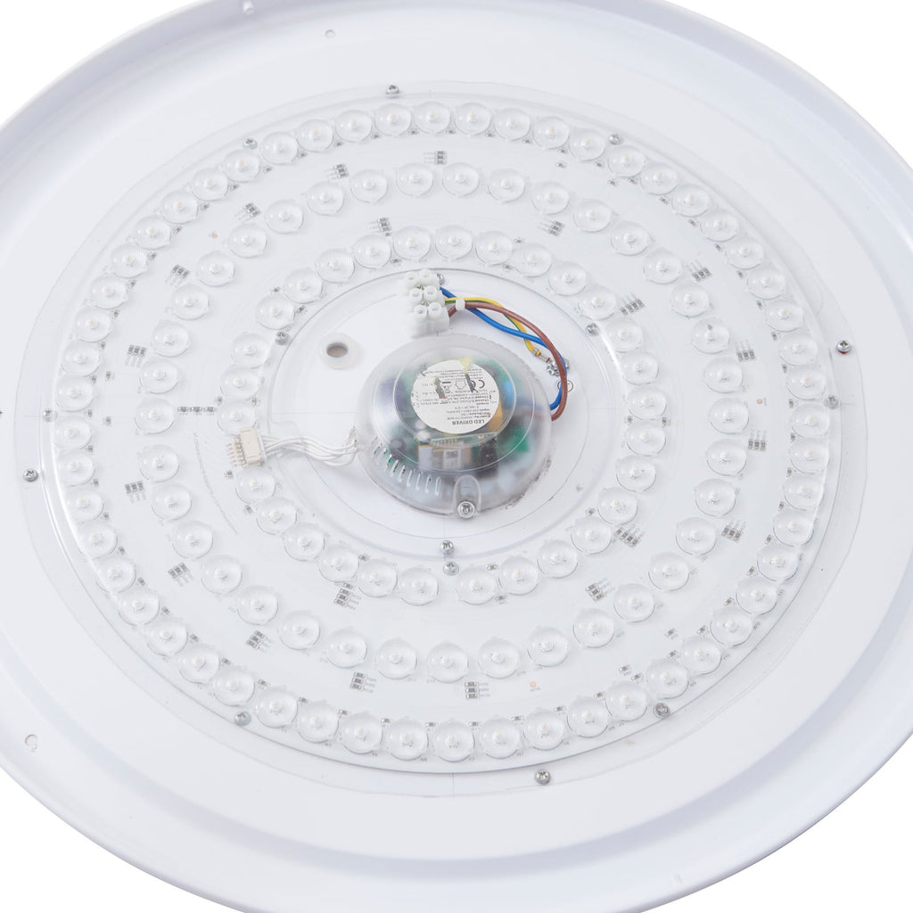 Smart LED-taklampe Innes tre/hvit Ø51 cm sideprofil