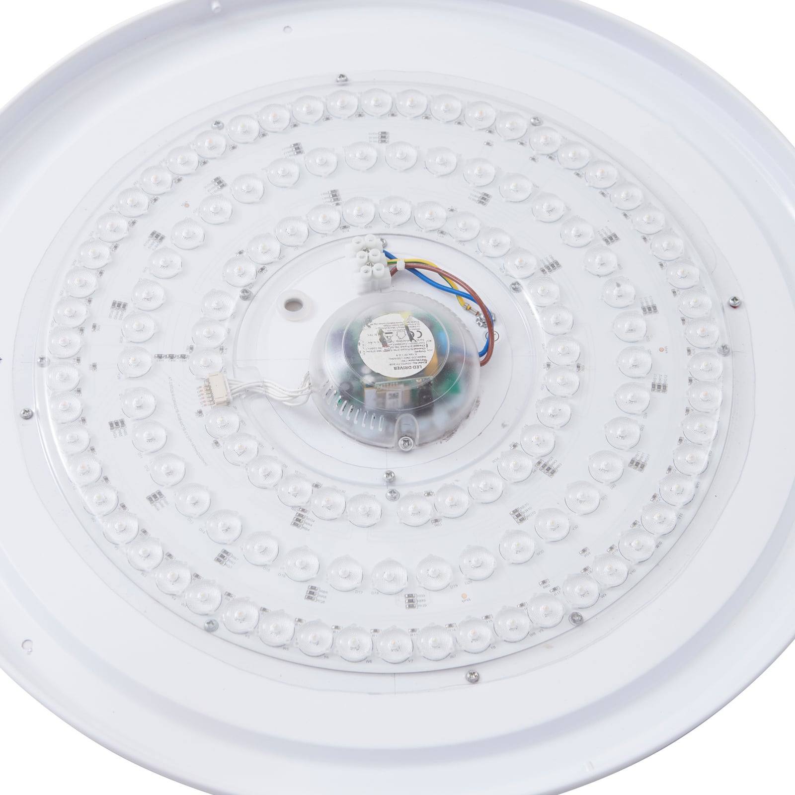 Smart LED-taklampe Innes tre/hvit Ø51 cm sideprofil