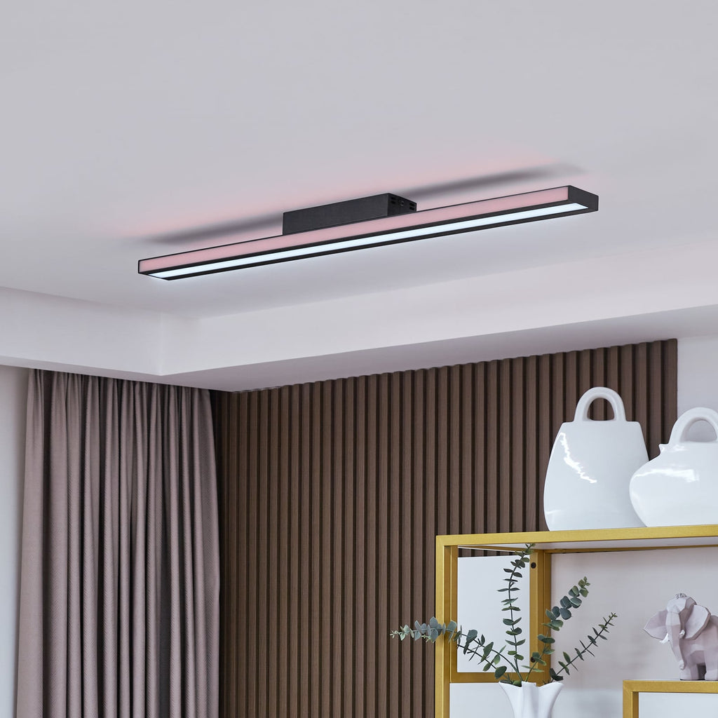 Smart LED-taklampe Leicy svart 100 cm forfra