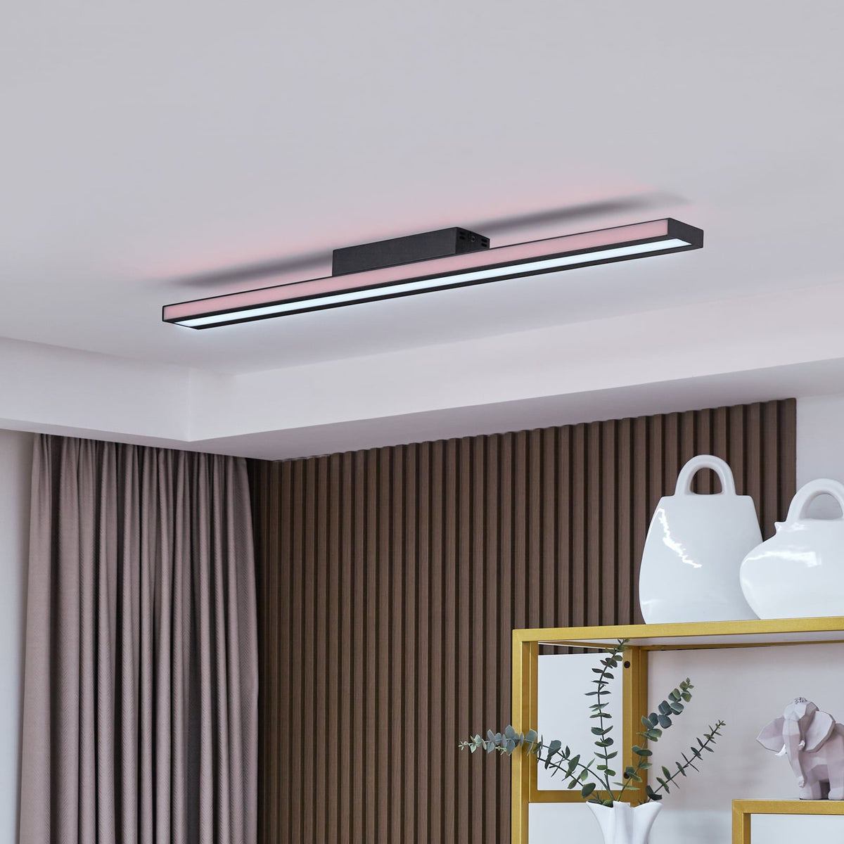 Smart LED-taklampe Leicy svart 100 cm forfra