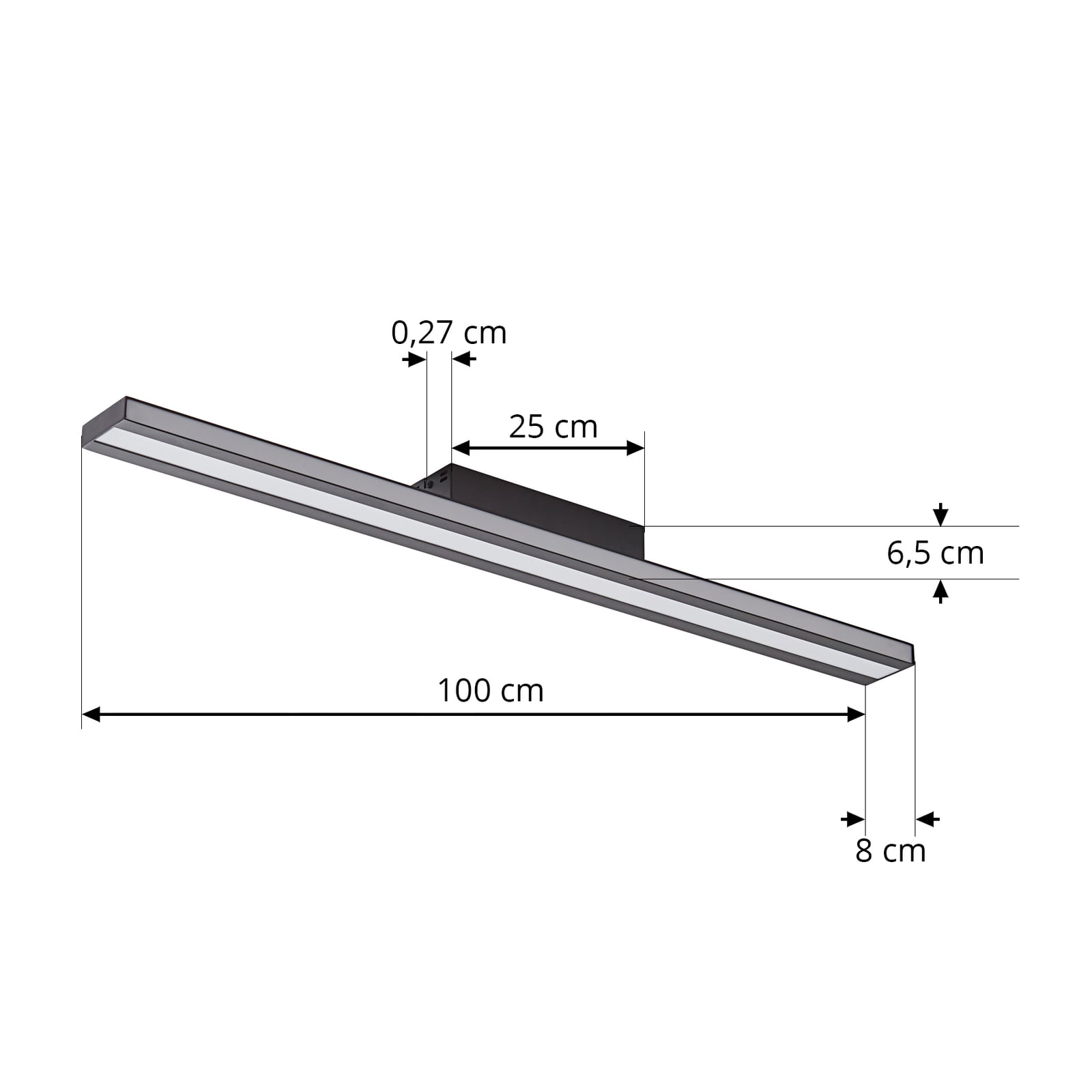 Smart LED-taklampe Leicy svart 100 cm montert i tak