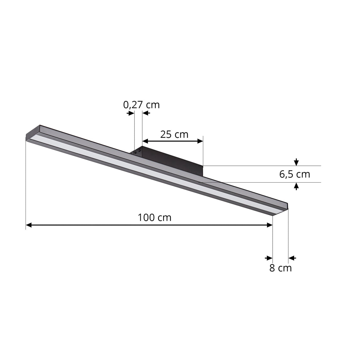 Smart LED-taklampe Leicy svart 100 cm montert i tak