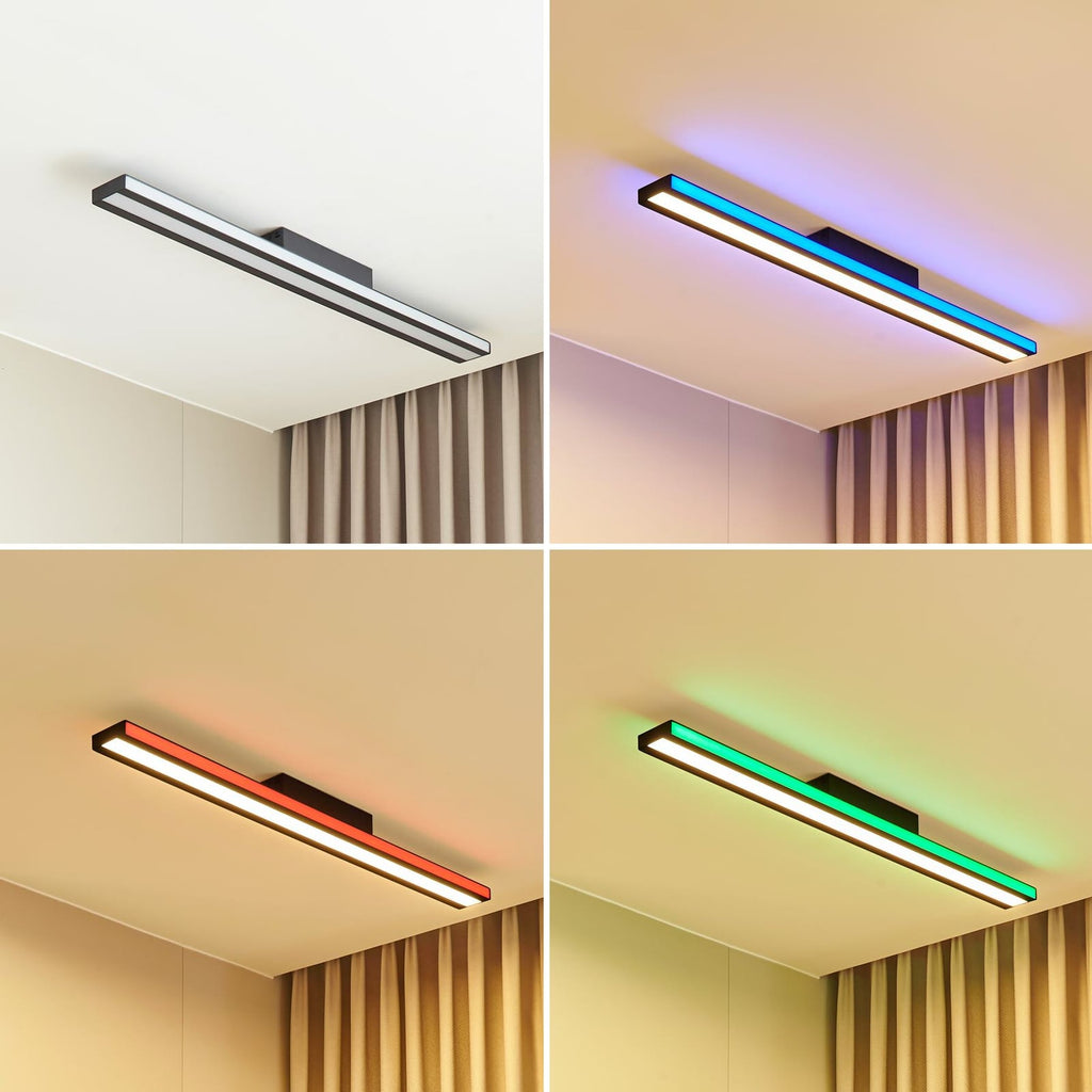 Smart LED-taklampe Leicy svart 100 cm RGB CCT dimbar - Lucande