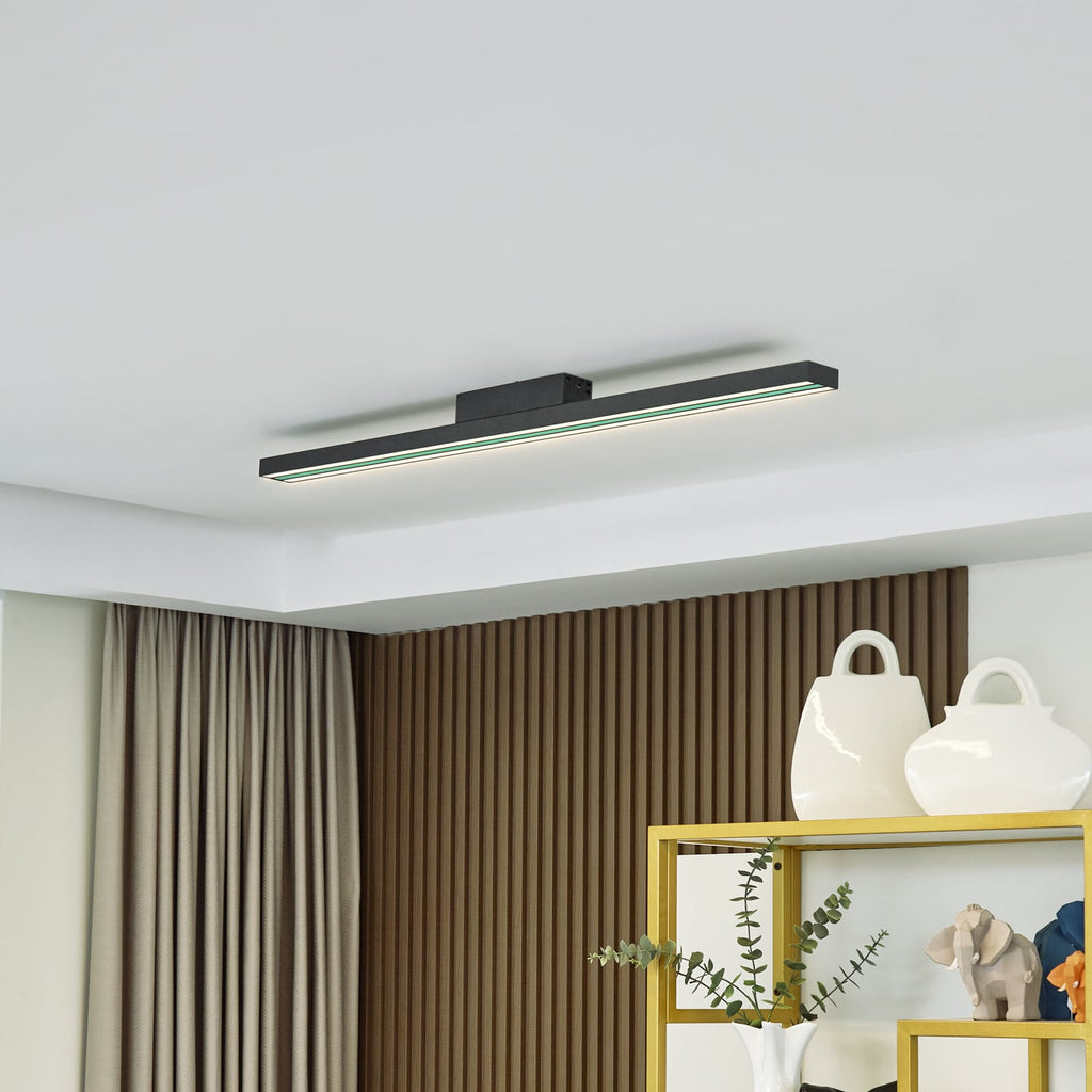 Smart LED-taklampe Leicy svart 100 cm RGB CCT dimbar forfra