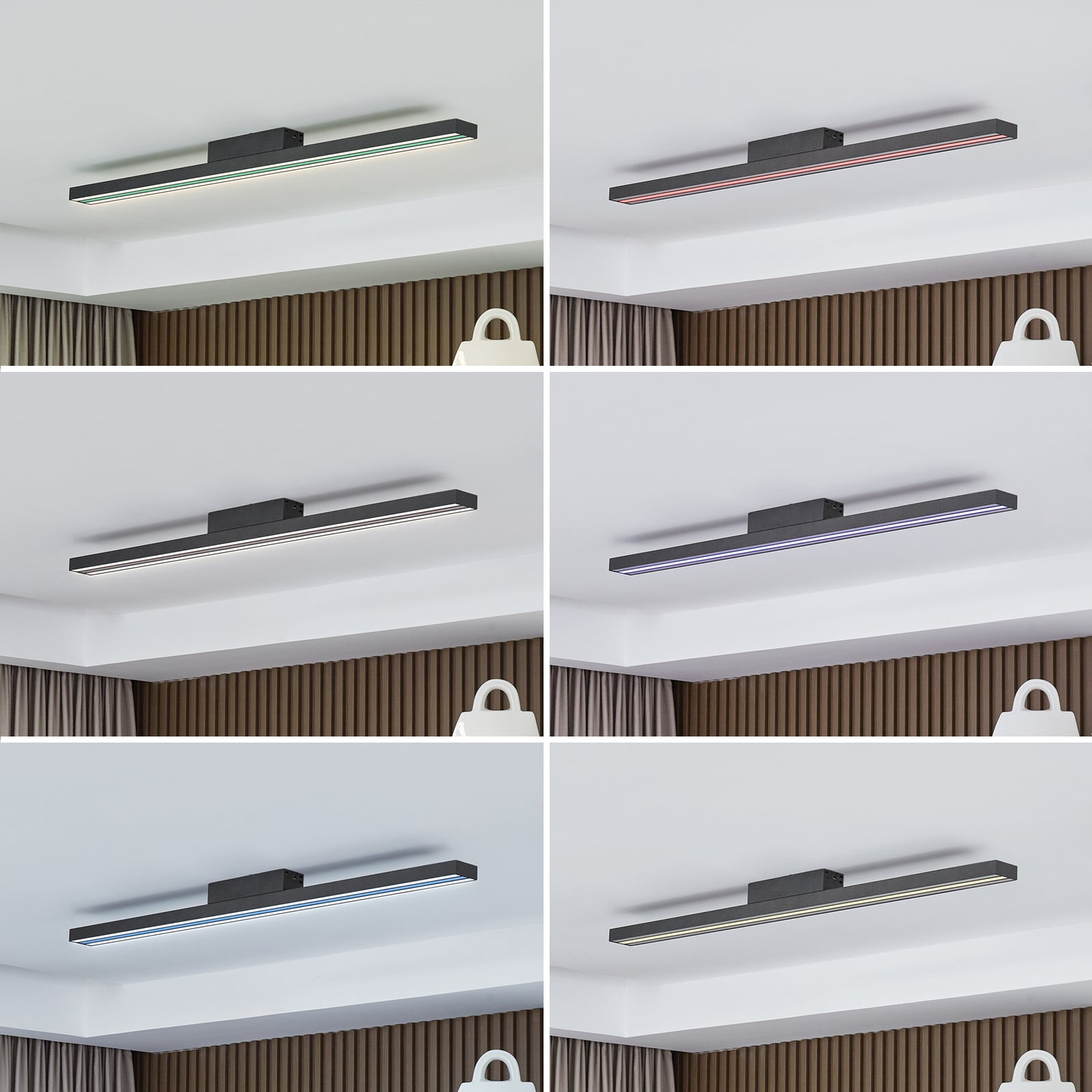 Smart LED-taklampe Leicy svart 100 cm RGB CCT dimbar detalj