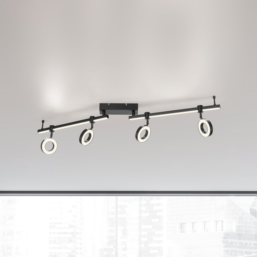 Smart LED-taklampe LOLAsmart Bileda 4-lys svart RGB CCT forfra