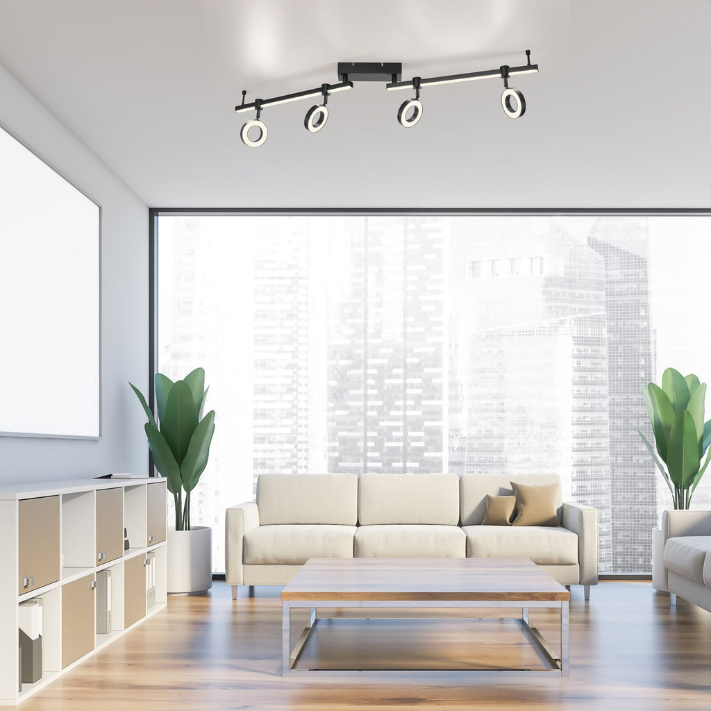 Smart LED-taklampe LOLAsmart Bileda 4-lys svart RGB CCT bakside