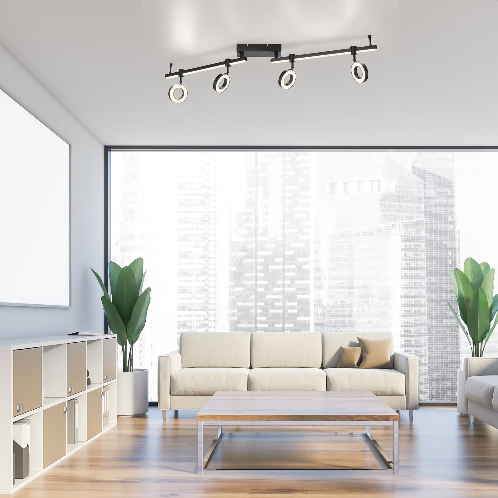 Smart LED-taklampe LOLAsmart Bileda 4-lys svart RGB CCT bakside