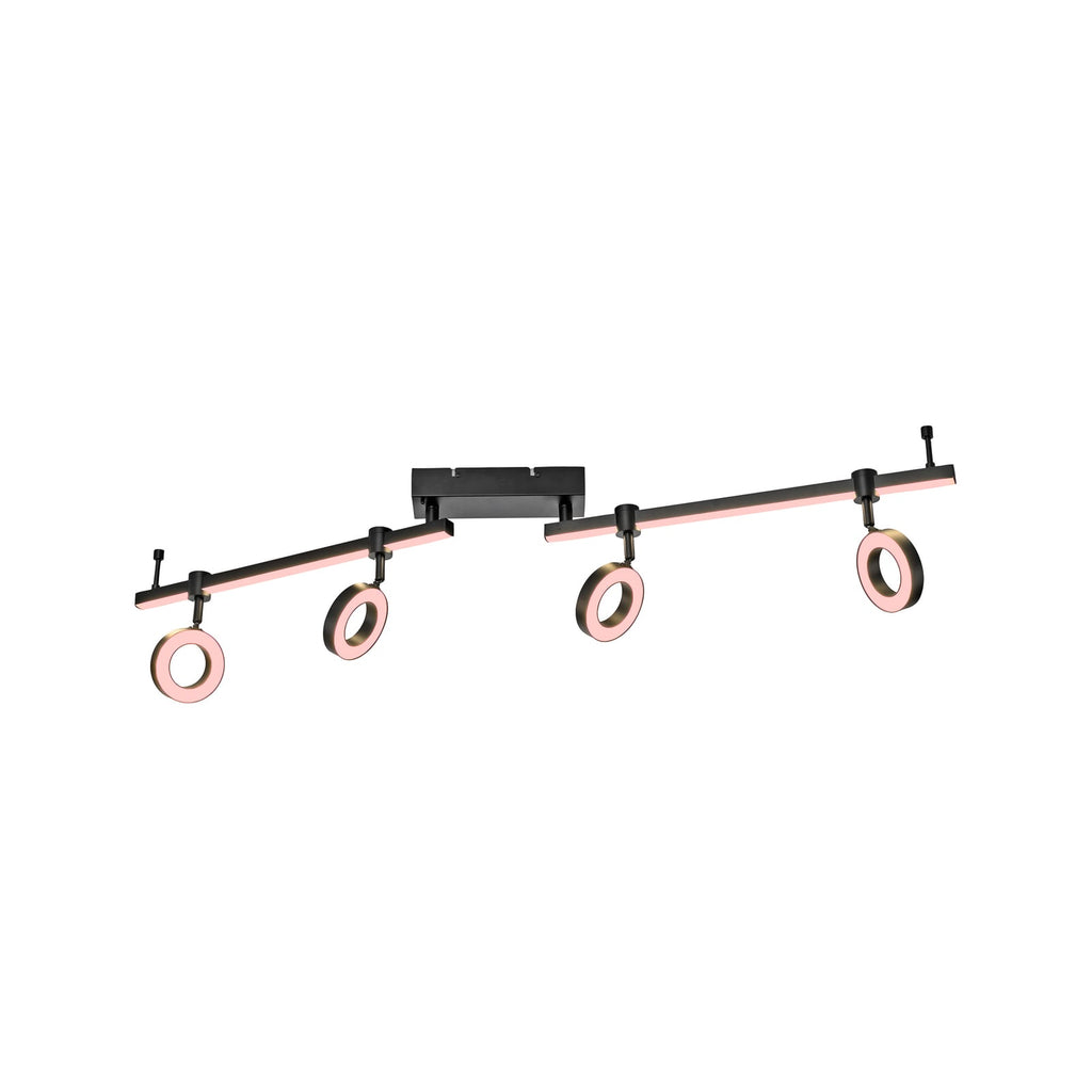 Smart LED-taklampe LOLAsmart Bileda 4-lys svart RGB CCT montert i rom