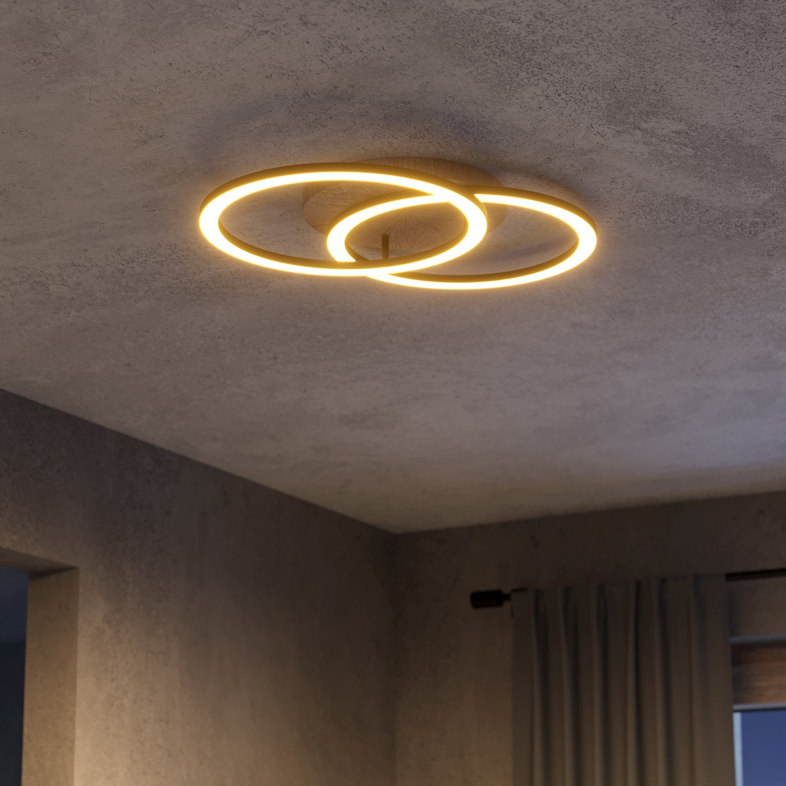 Smart LED-taklampe Lomaltas-Z Zigbee stål/tre 58 cm bakside