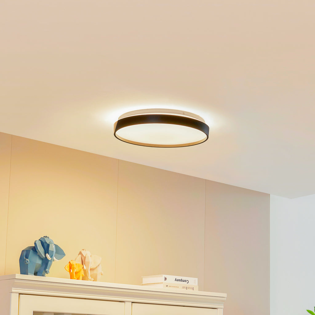 Smart LED-taklampe Mirren svart metall RGB CCT forfra