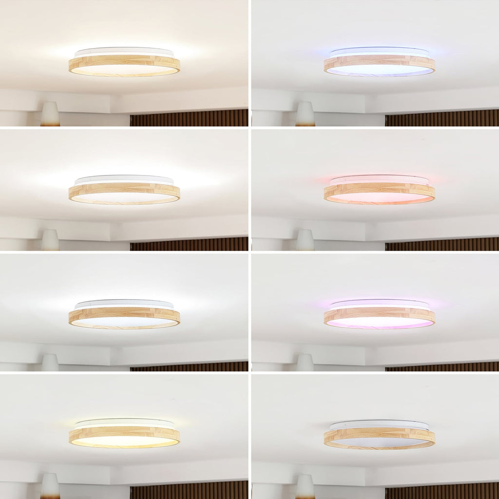 Smart LED taklampe Mirren tre dimbar CCT RGB Ø49,5 cm i bruk