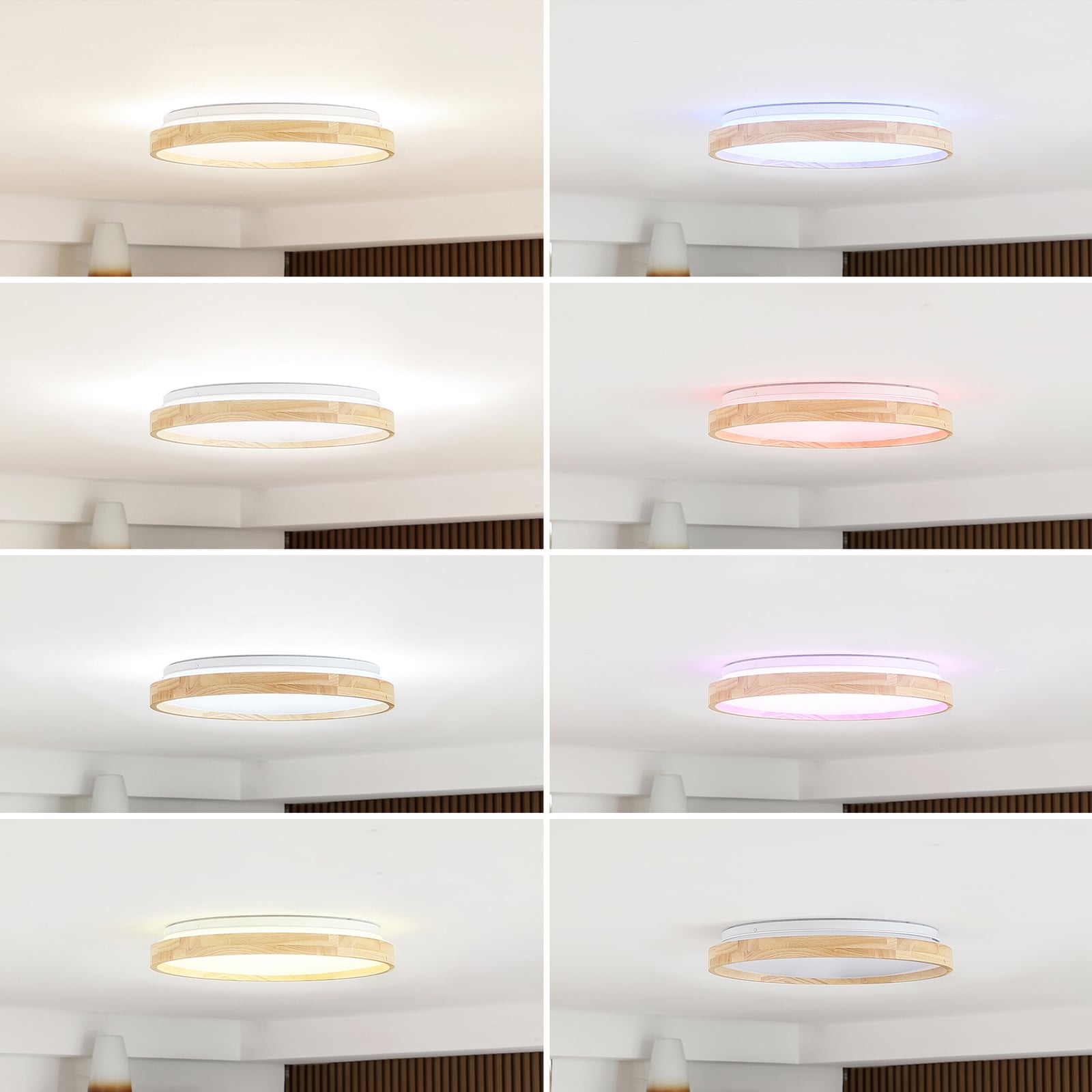 Smart LED taklampe Mirren tre dimbar CCT RGB Ø49,5 cm i bruk