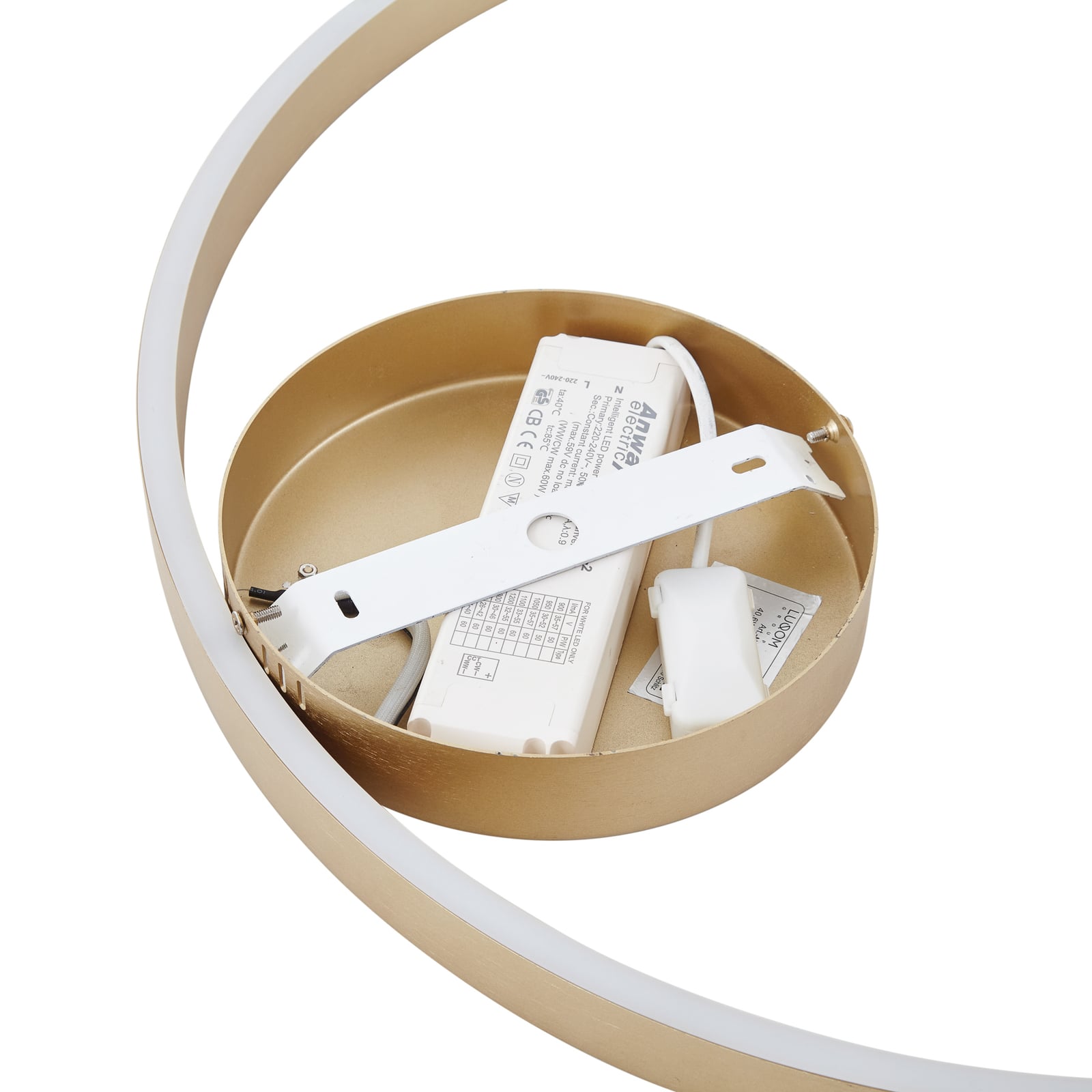 Smart LED taklampe Moise rund gull CCT dimbar Ø60 cm med fjernkontroll