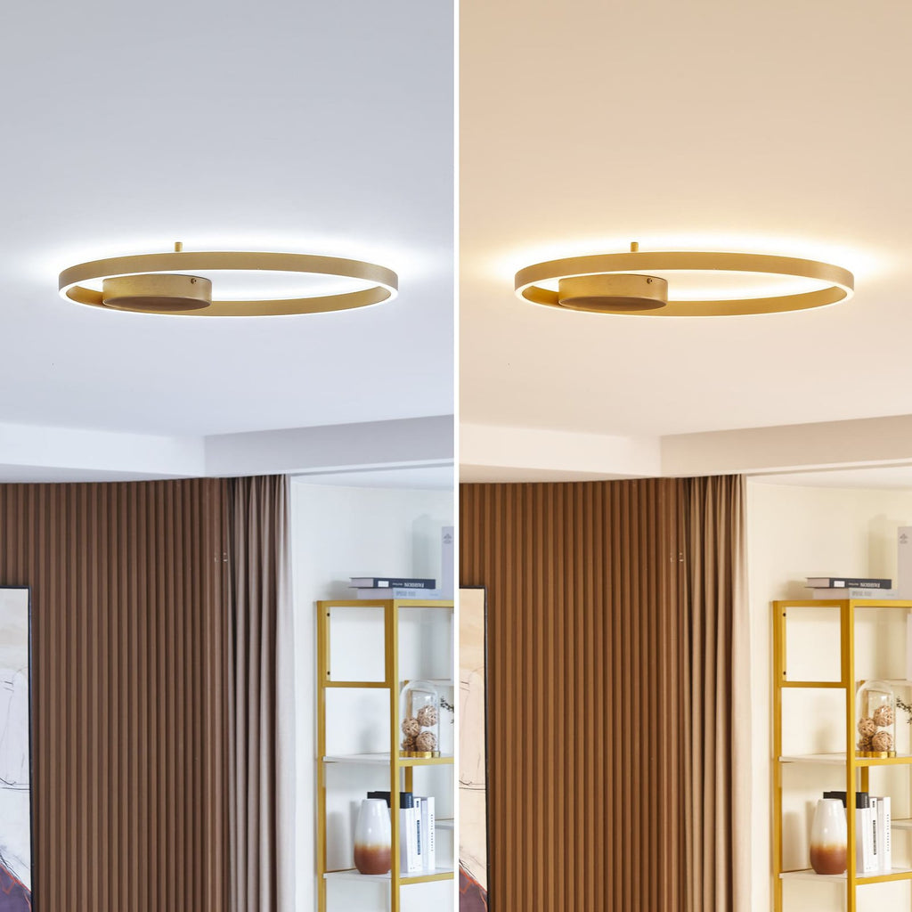 Smart LED taklampe Moise rund gull CCT dimbar Ø60 cm fra siden
