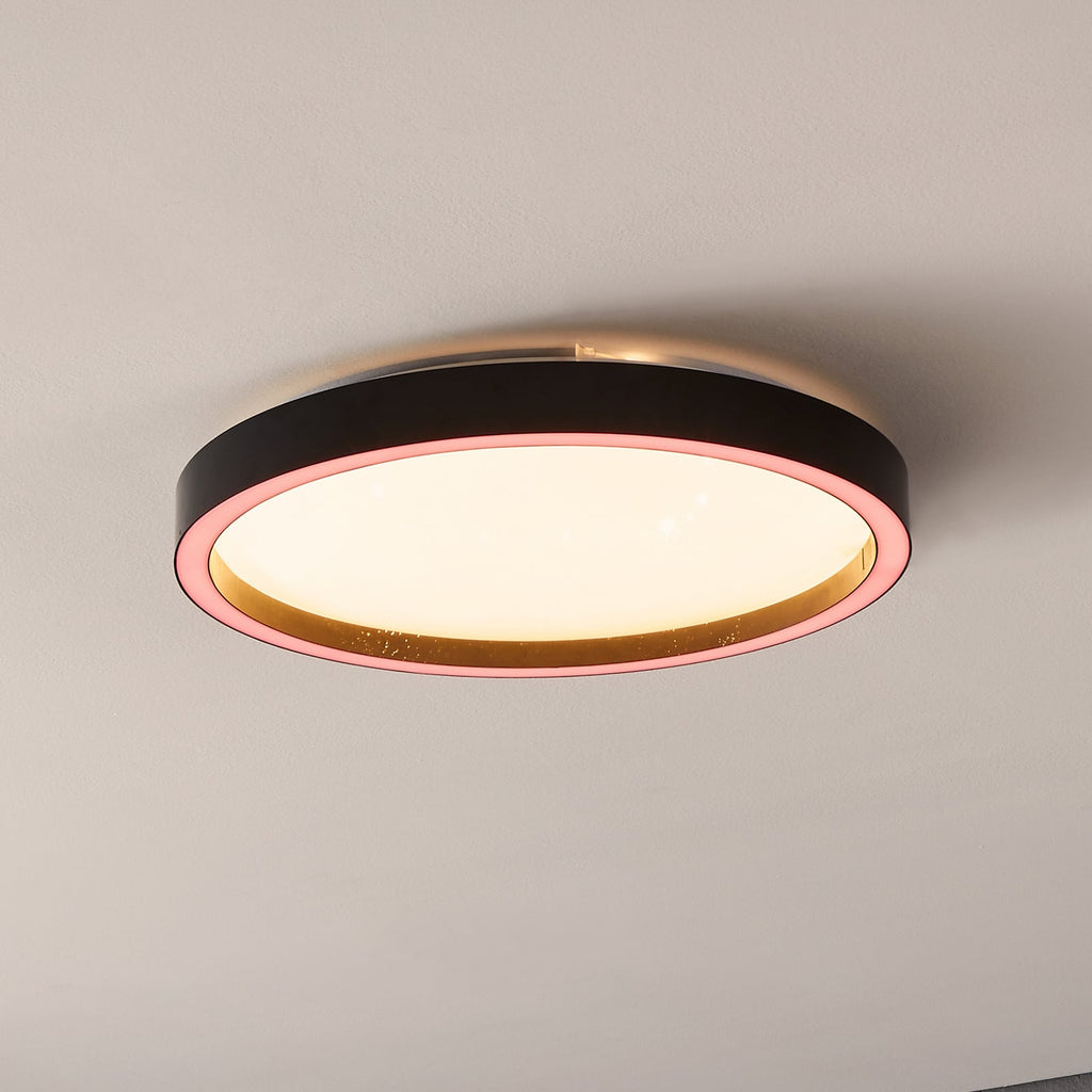 Smart LED-taklampe Montemorelos-Z RGBW Zigbee svart Ø42 cm forfra