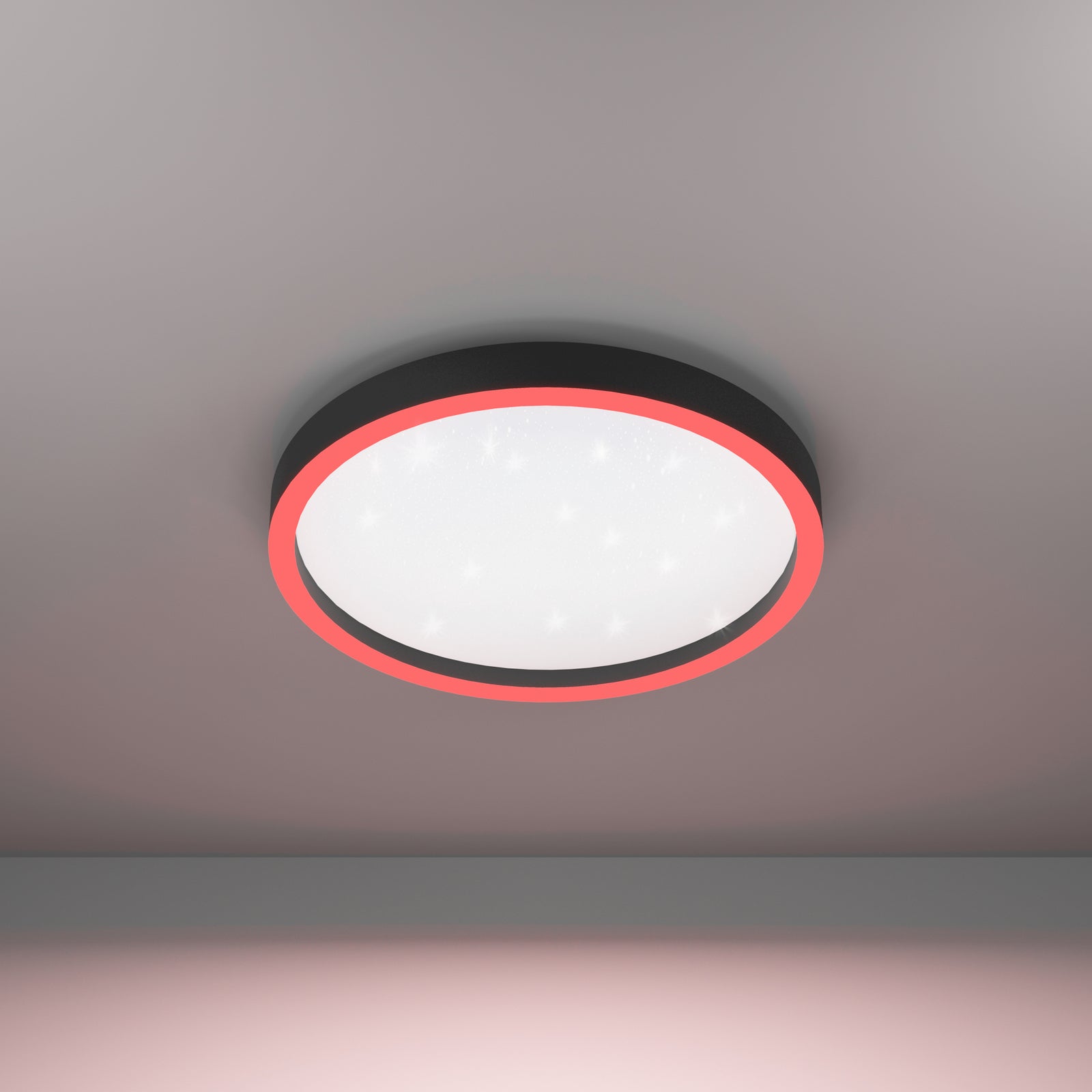 Smart LED-taklampe Montemorelos-Z RGBW fargevalg i bruk