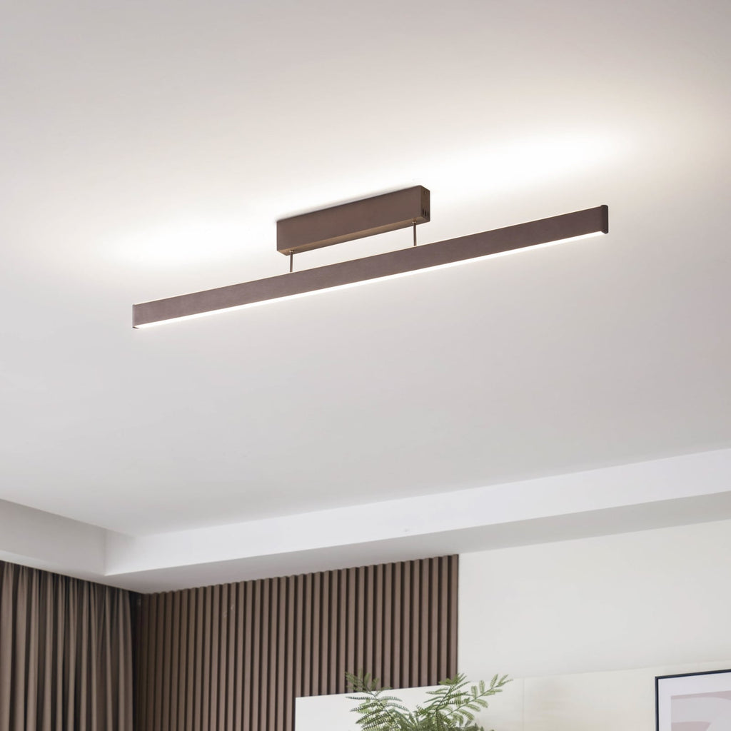 Smart LED-taklampe Mylosh CCT dimbar brun 110 cm forfra